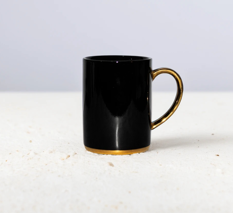 Azure by Dankotuwa Black with Gold Handle – Set of 2 Gold Lining Mug Set