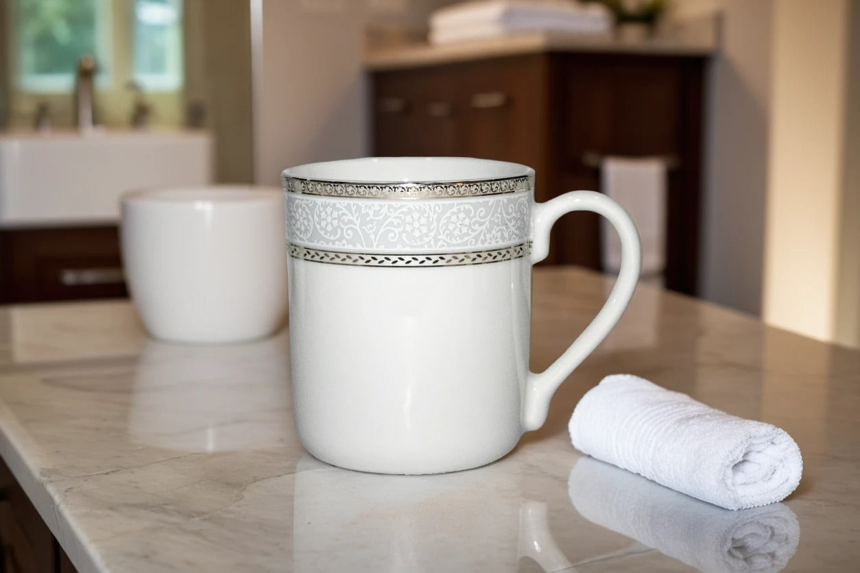 Azure Celestial Silver Lace – Set of 2 Platinum Lining Mug Set