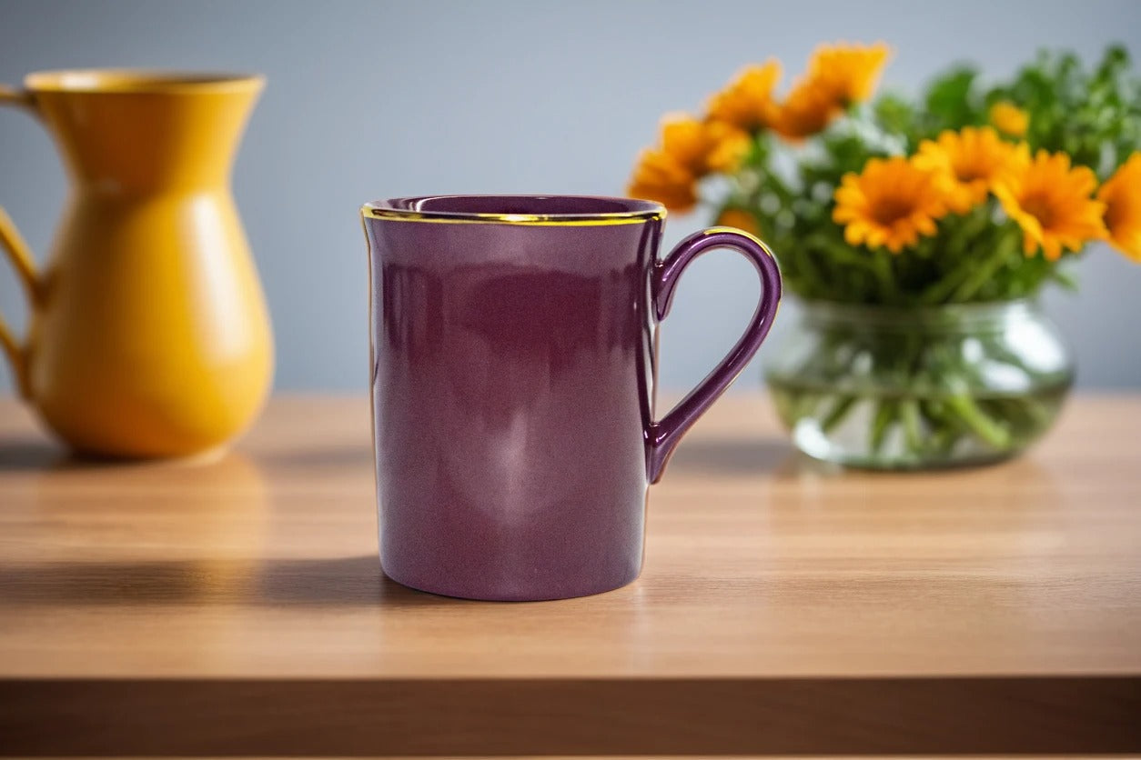 Azure by Dankotuwa Burgundy – Set of 2 Gold Lining Mug Set