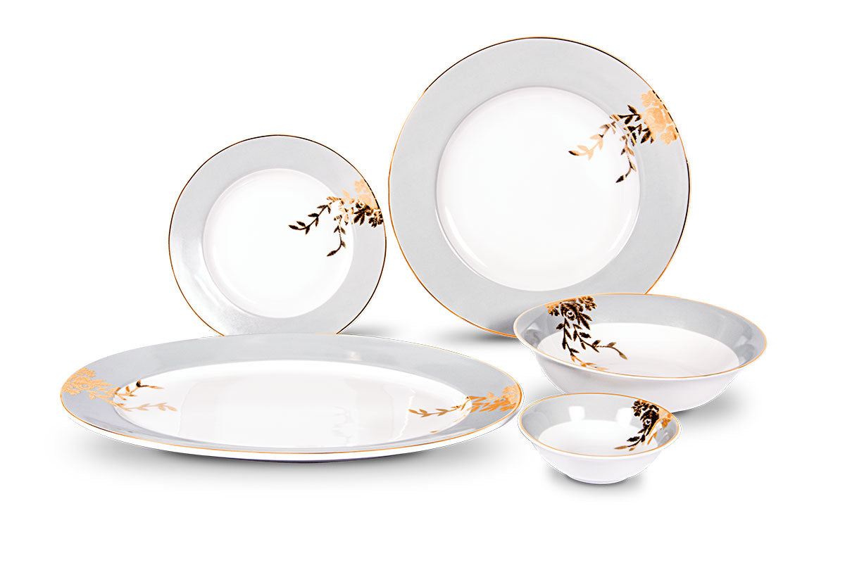 Azure Golden Whisper – 21 Piece Gold Dinner Set