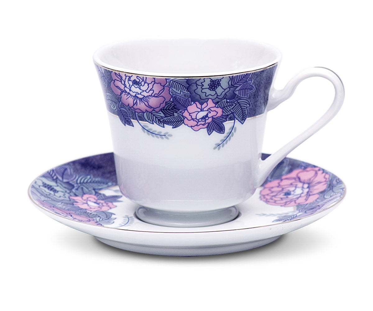 Azure Lavender Garden – 12 Piece Platinum Lining Tea Set