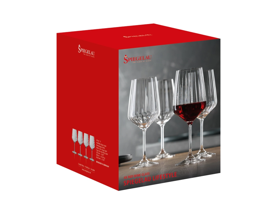 Spiegelau Lifestyle Red Wine Glasses (630ml, Set of 4) - Crystal Glass - Made in Germany