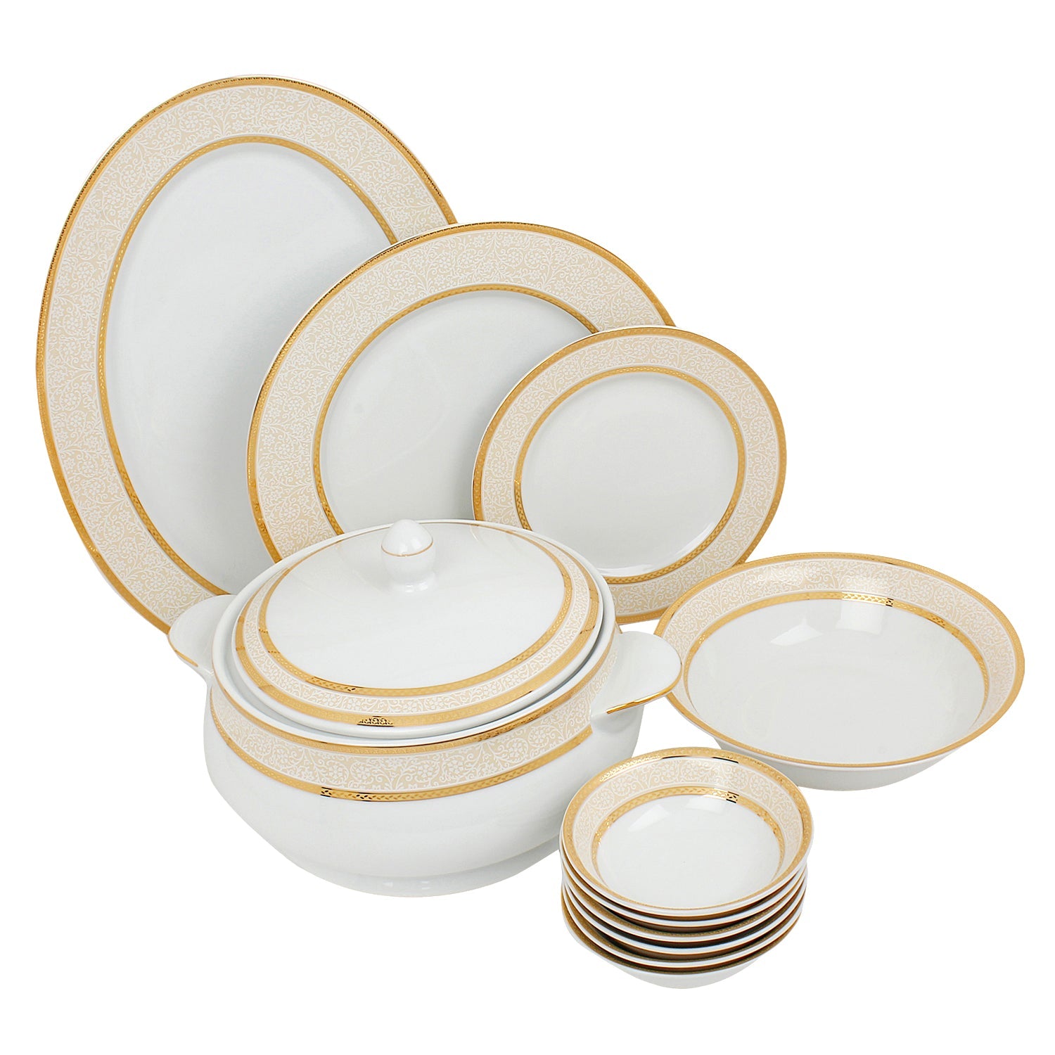 Azure Imperial Grace – 21 Piece Gold Dinner Set