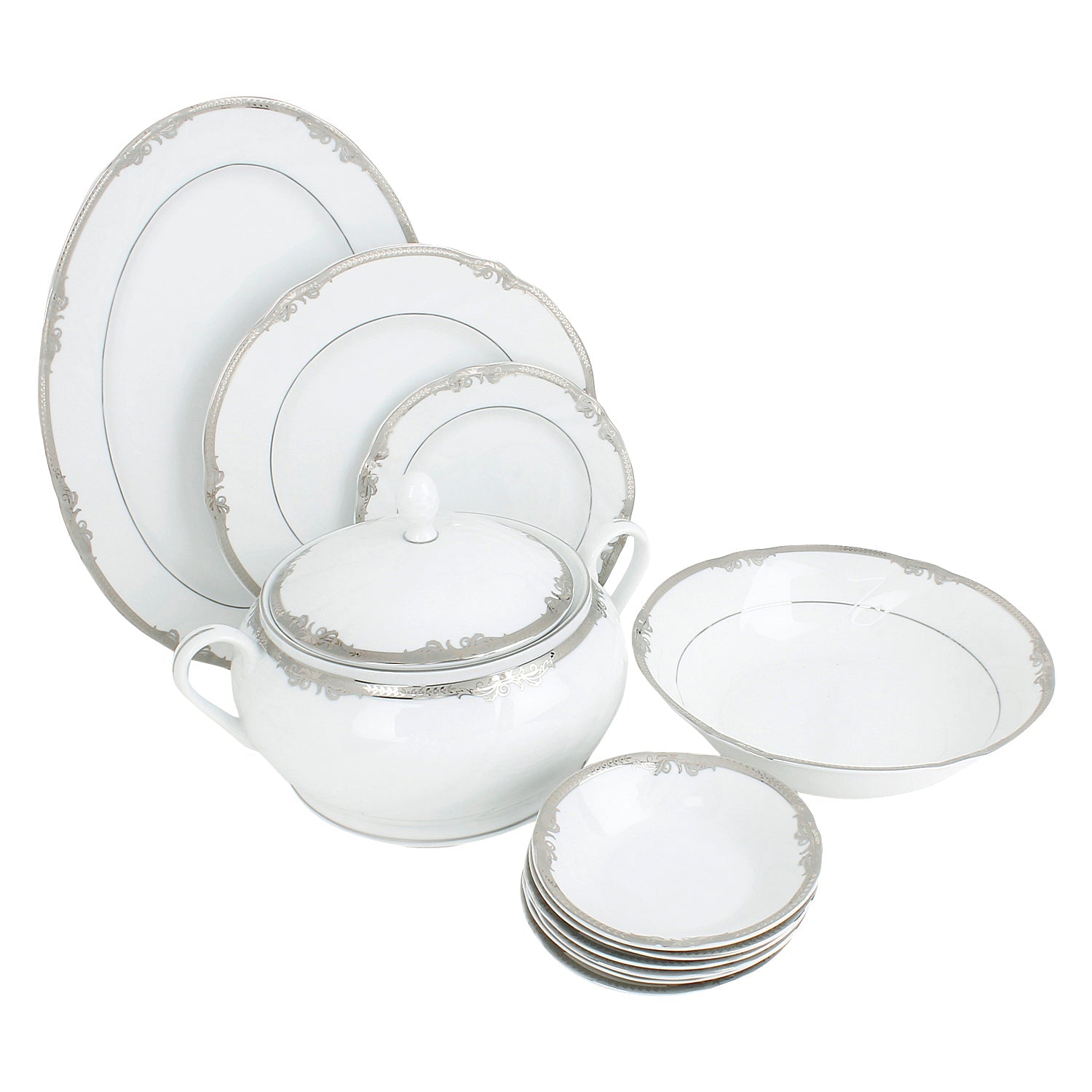 Azure Platinum Empress – 21 Piece Platinum Dinner Set