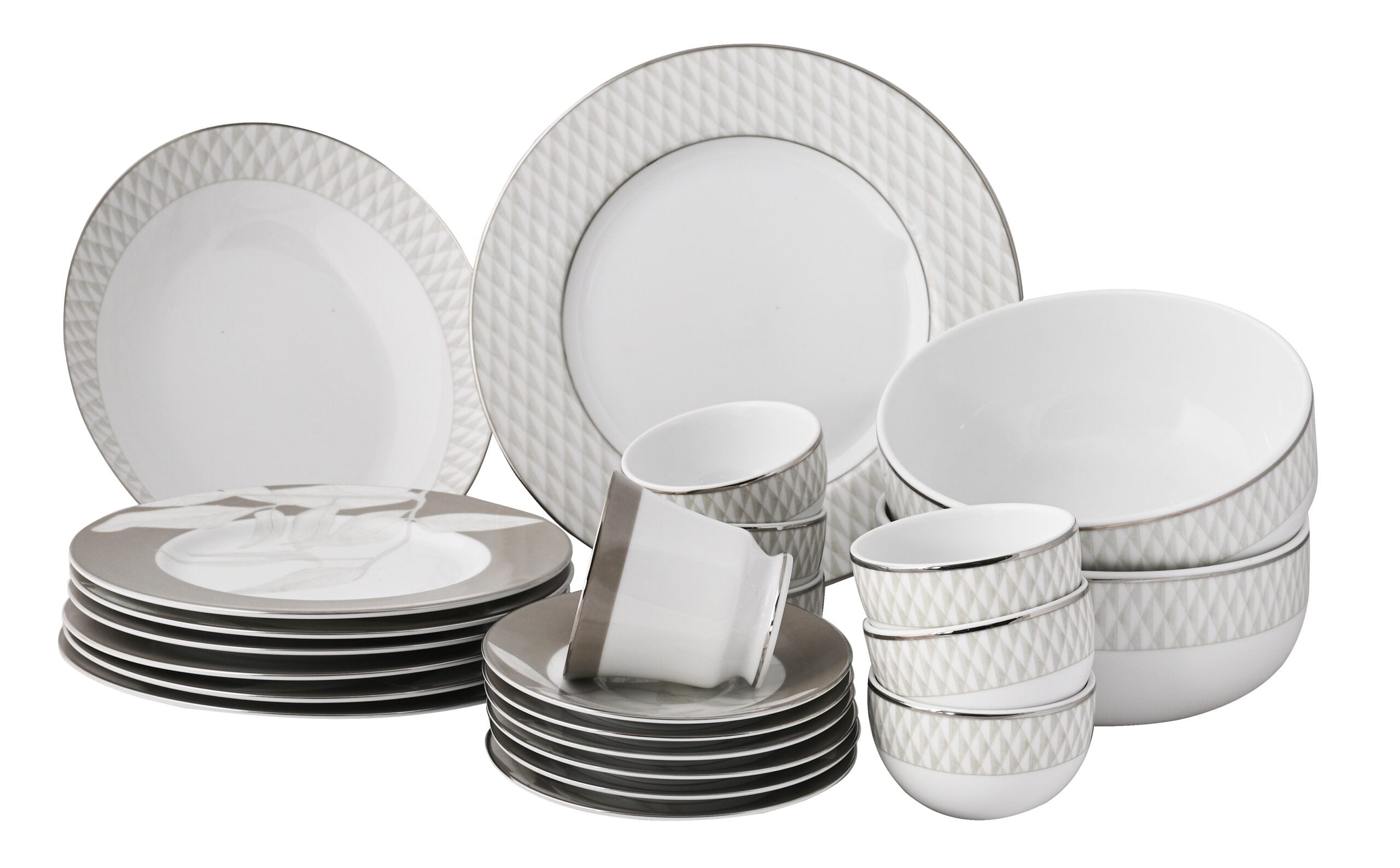 Azure By Dankotuwa Asuka 21-Piece Porcelain Dinner Set - Platinum Lining