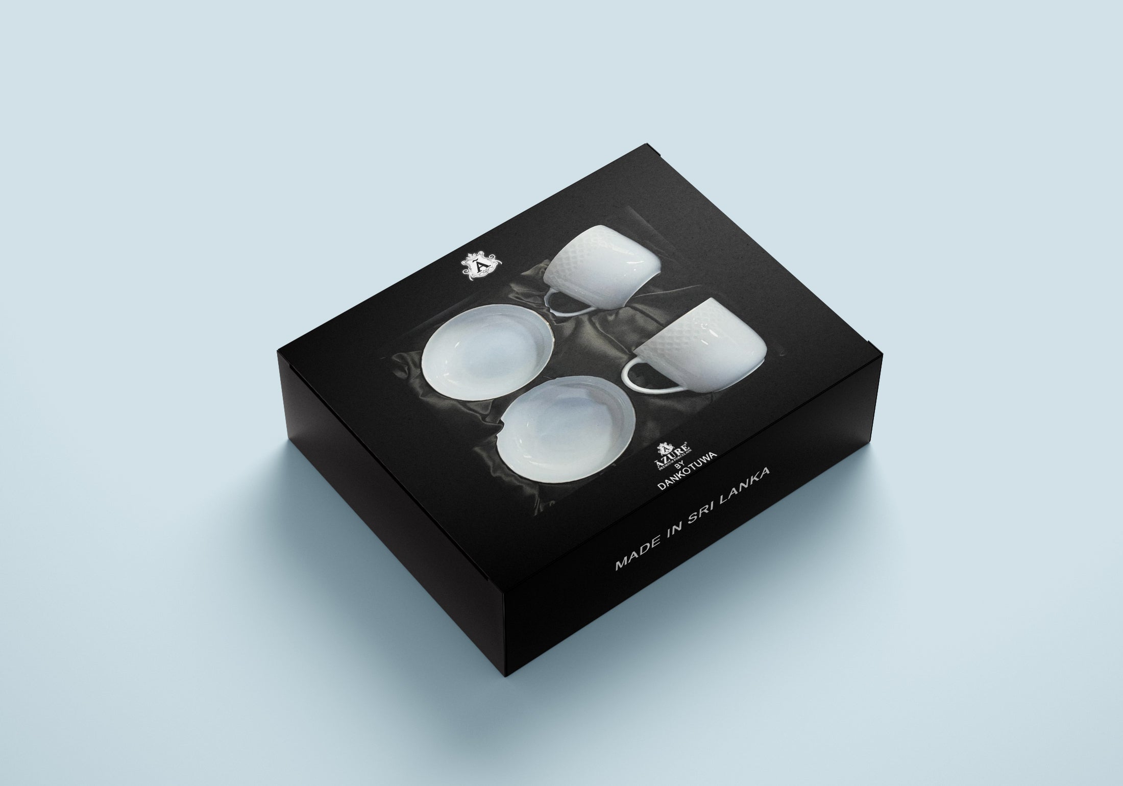 Azure by Dankotuwa Water Drop Blue – Set of 4 Gold Lining Snack Set