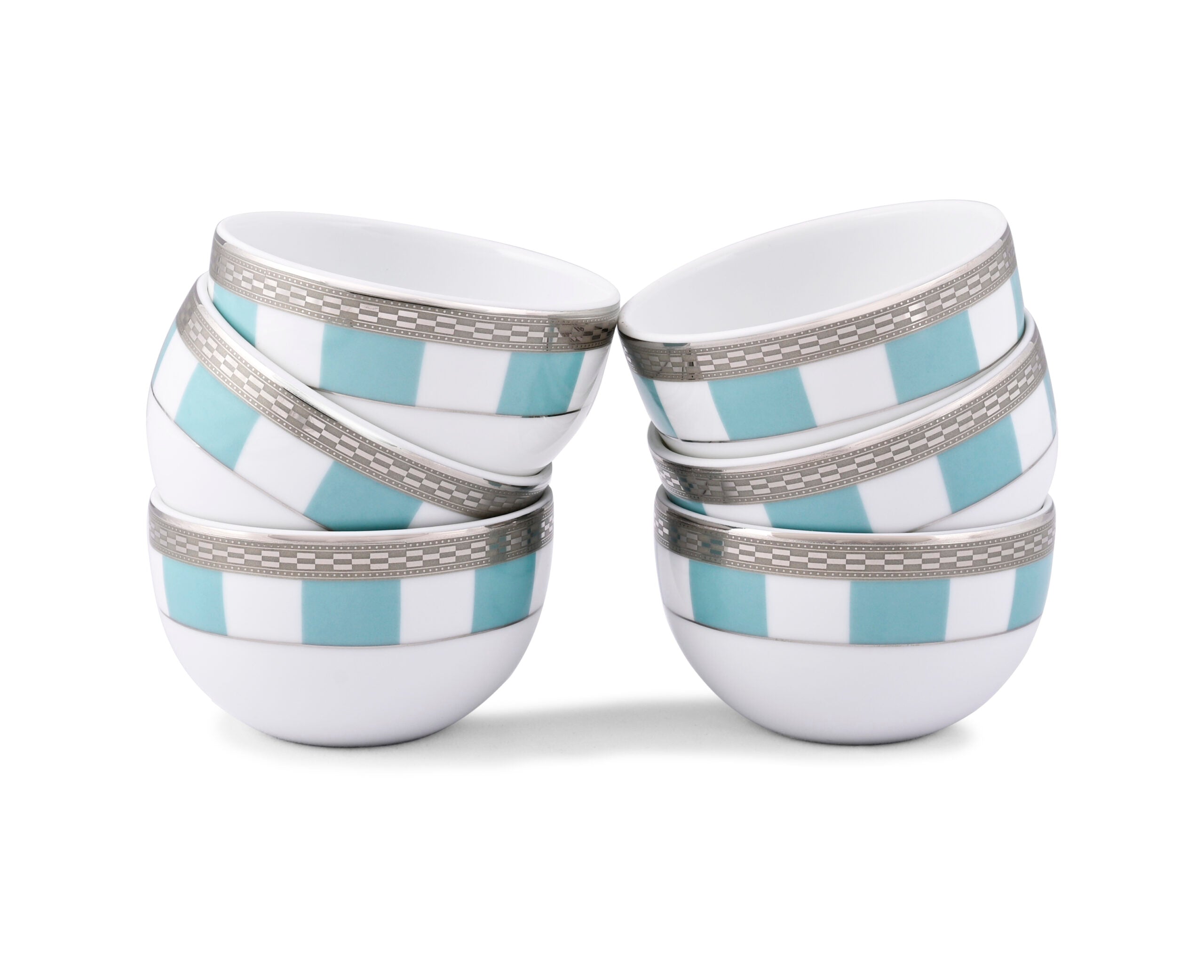 Azure By Dankotuwa Teal Matiz Green 21-Piece Porcelain Dinner Set - Platinum Lining