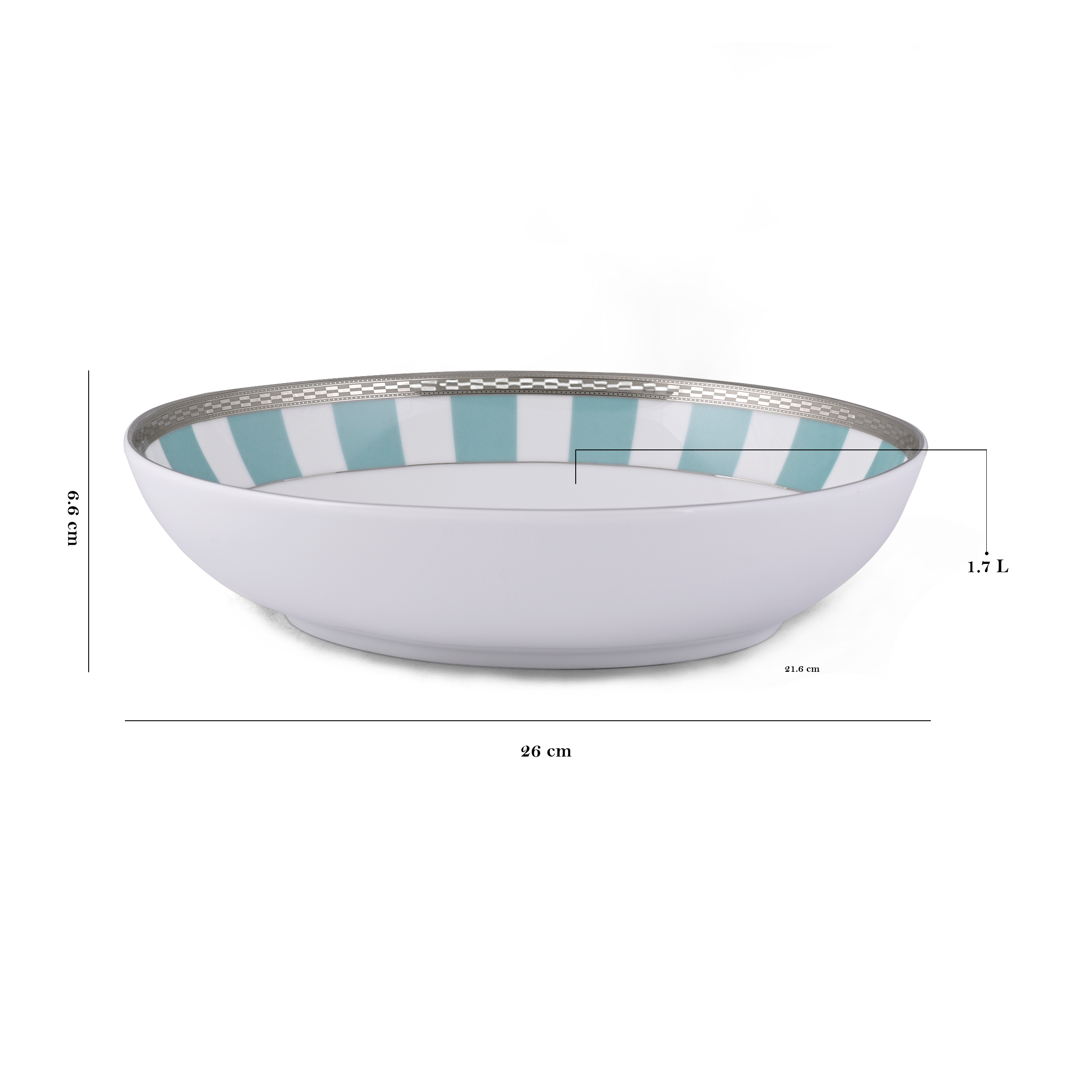 Azure By Dankotuwa Teal Matiz Green 21-Piece Porcelain Dinner Set - Platinum Lining