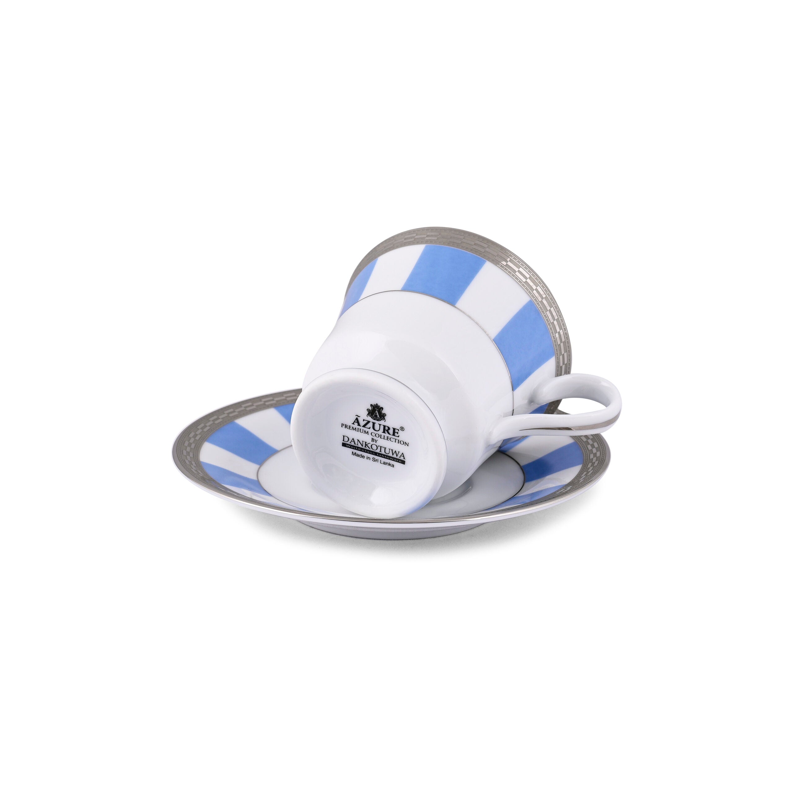 Sky Matiz Blue 12-Piece Premium Porcelain Cup and Saucer Set by Dankotuwa