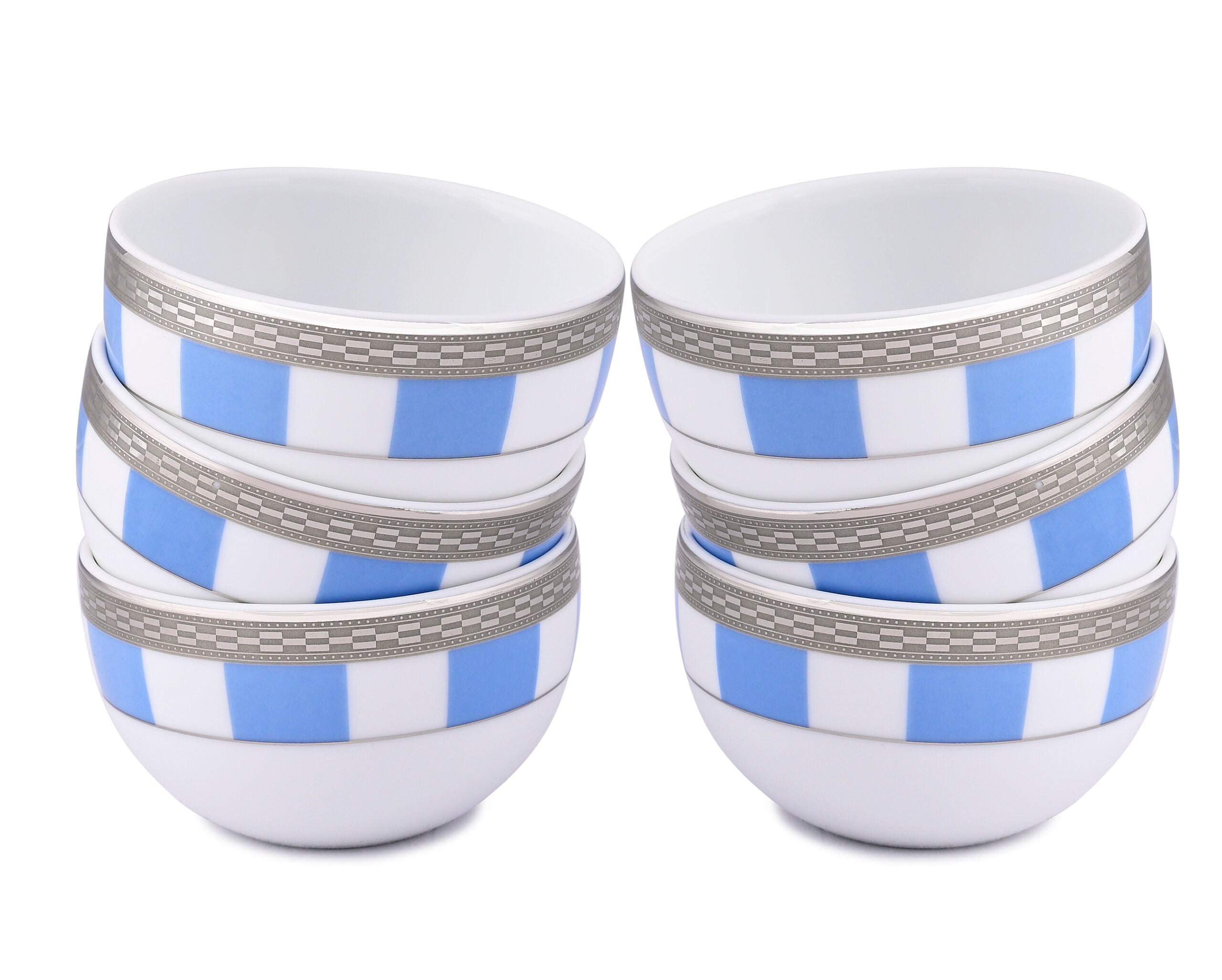 Azure By Dankotuwa Sky Matiz Blue 21-Piece Porcelain Dinner Set - Platinum Lining