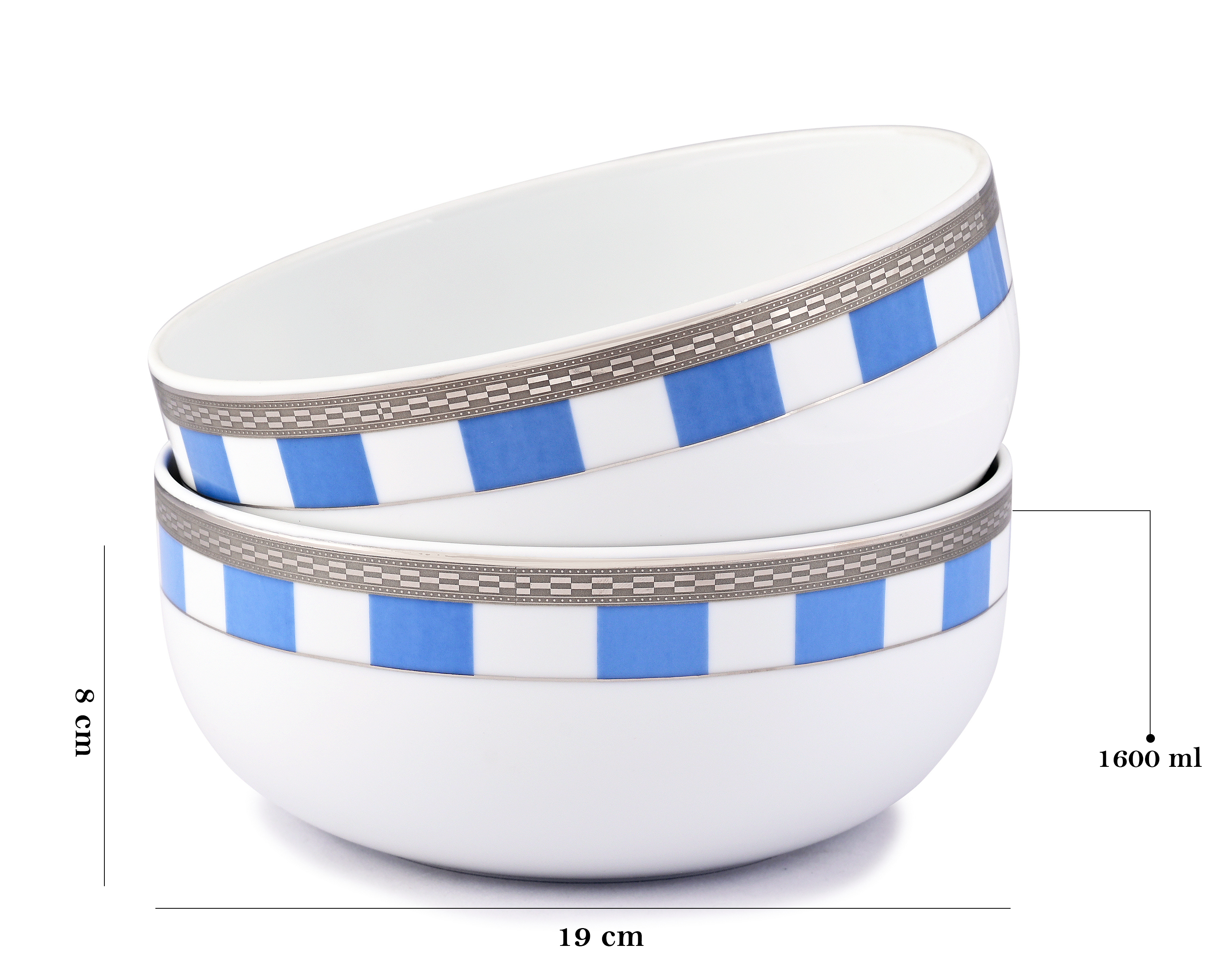 Azure By Dankotuwa Sky Matiz Blue 21-Piece Porcelain Dinner Set - Platinum Lining