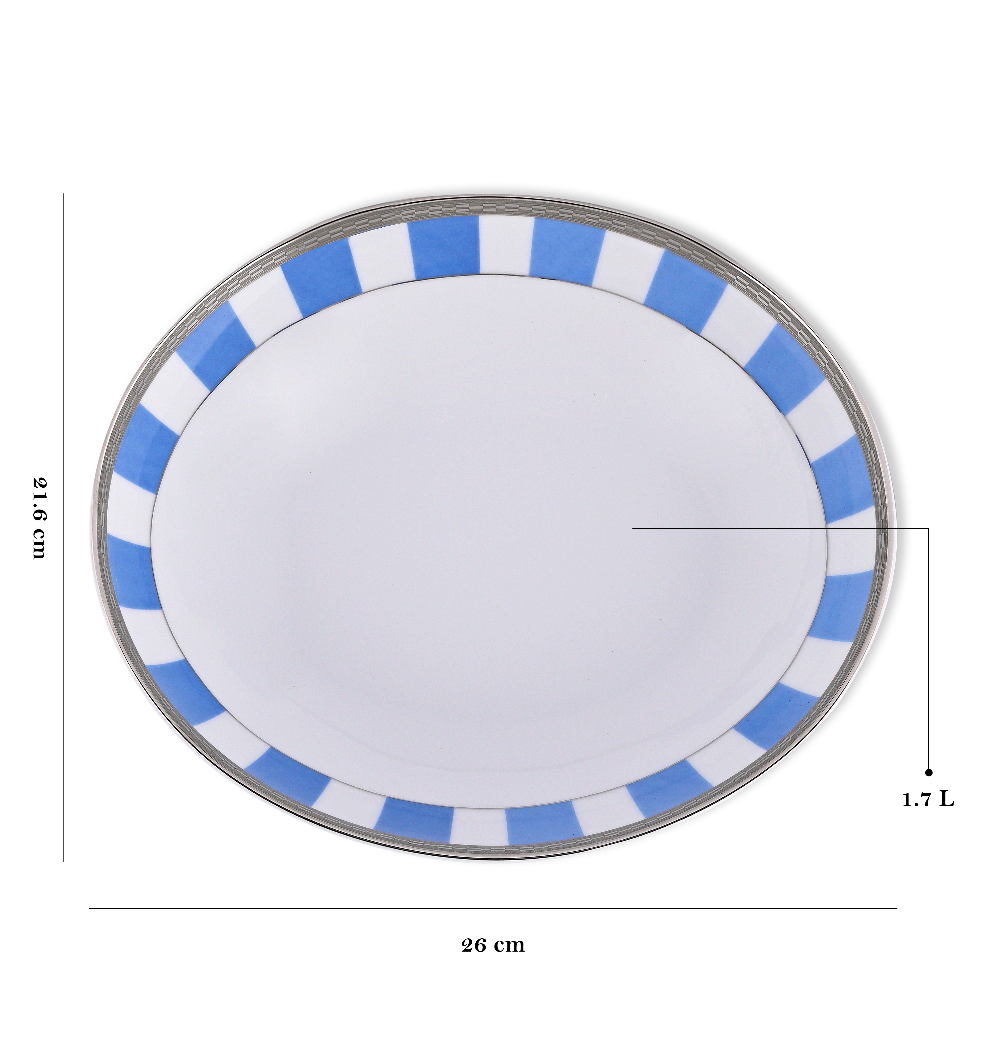 Azure By Dankotuwa Sky Matiz Blue 21-Piece Porcelain Dinner Set - Platinum Lining
