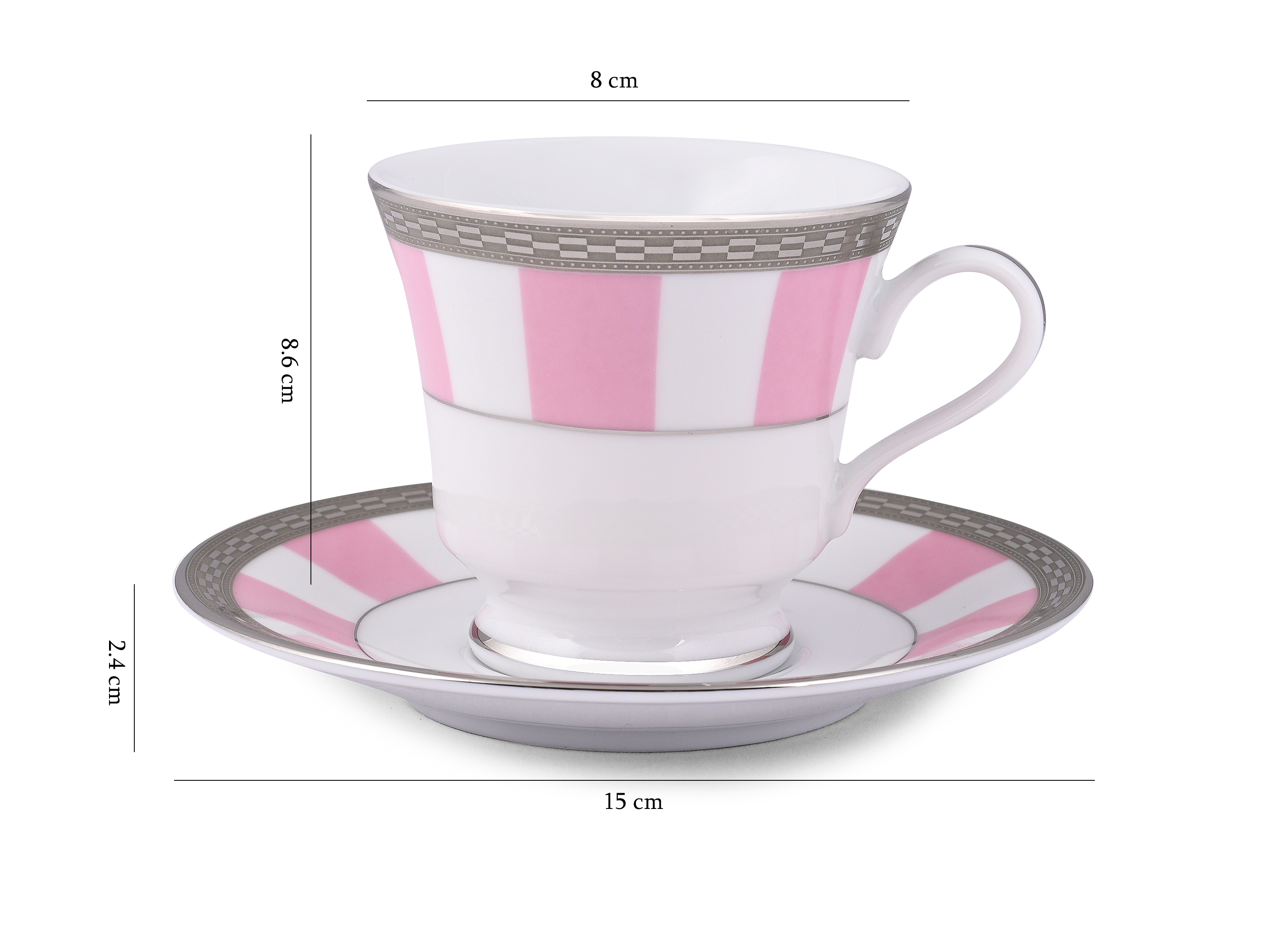 Azure By Dankotuwa Rose Matiz Baby Pink – 12 Piece Platinum Lining Tea Set