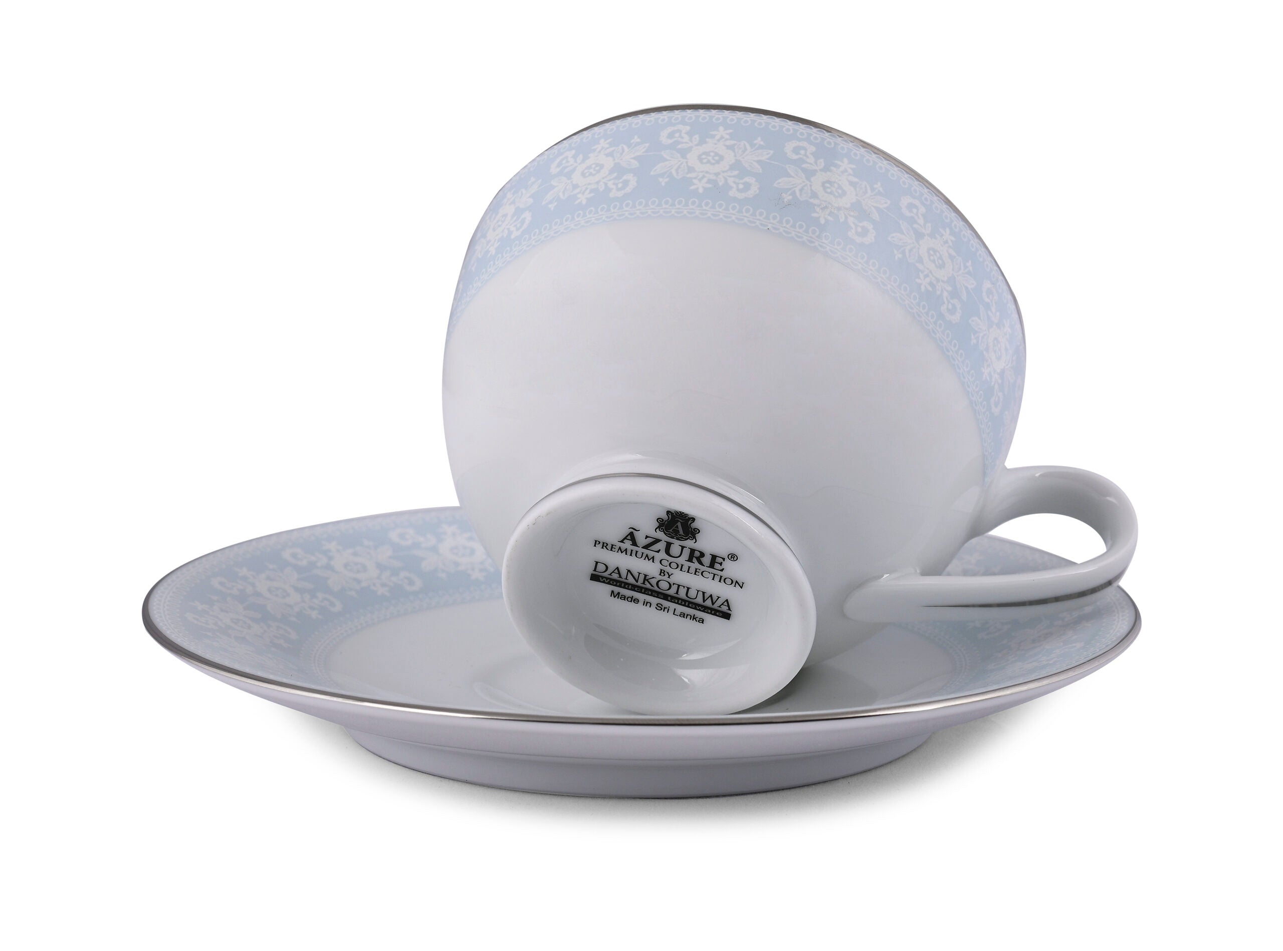 Dankotuwa Pizzi Marlette 12-Piece Premium Porcelain Cup and Saucer Set - Platinum Lining