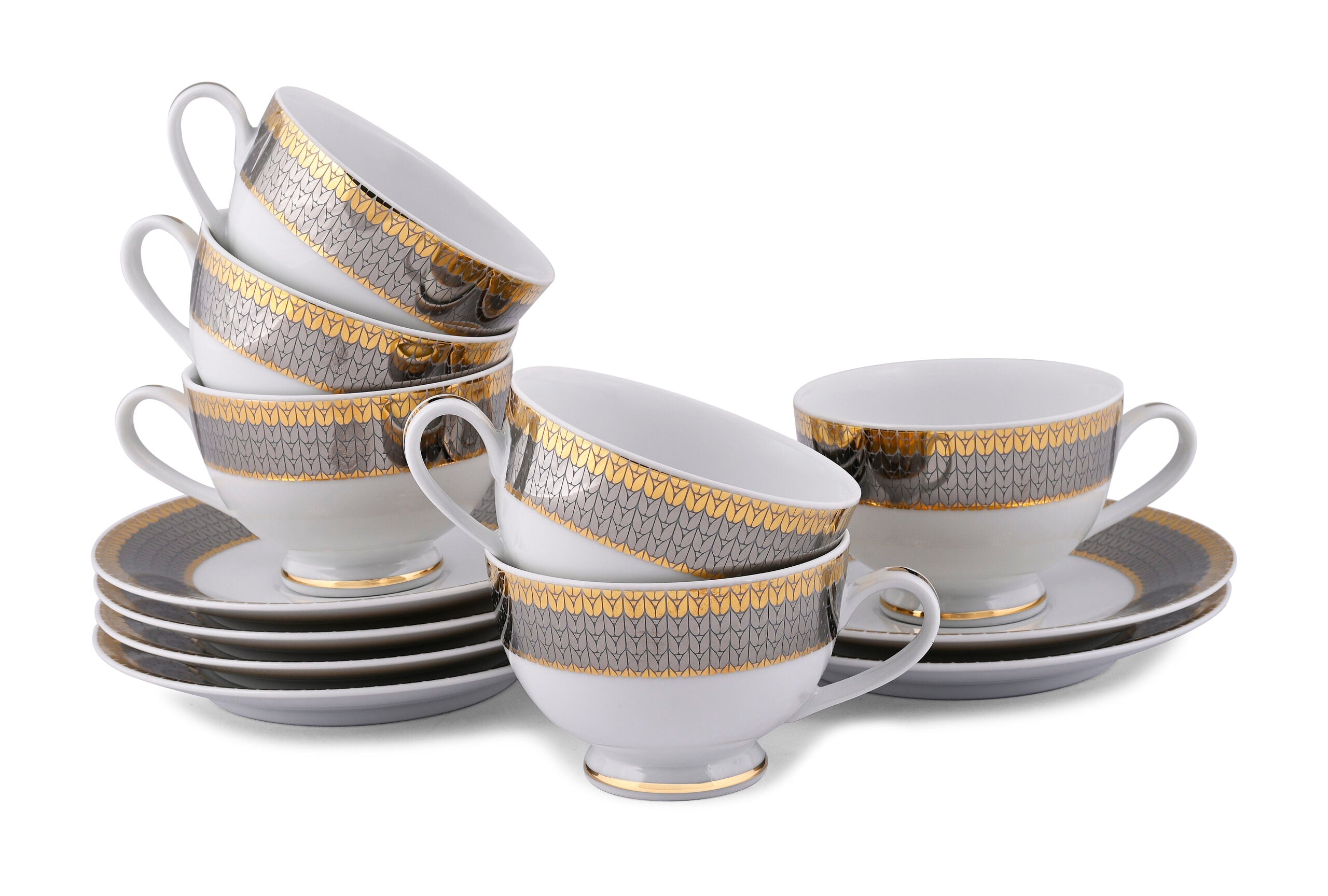 Azure by Dankotuwa Welkin – 12 Piece Gold Lining Tea Set