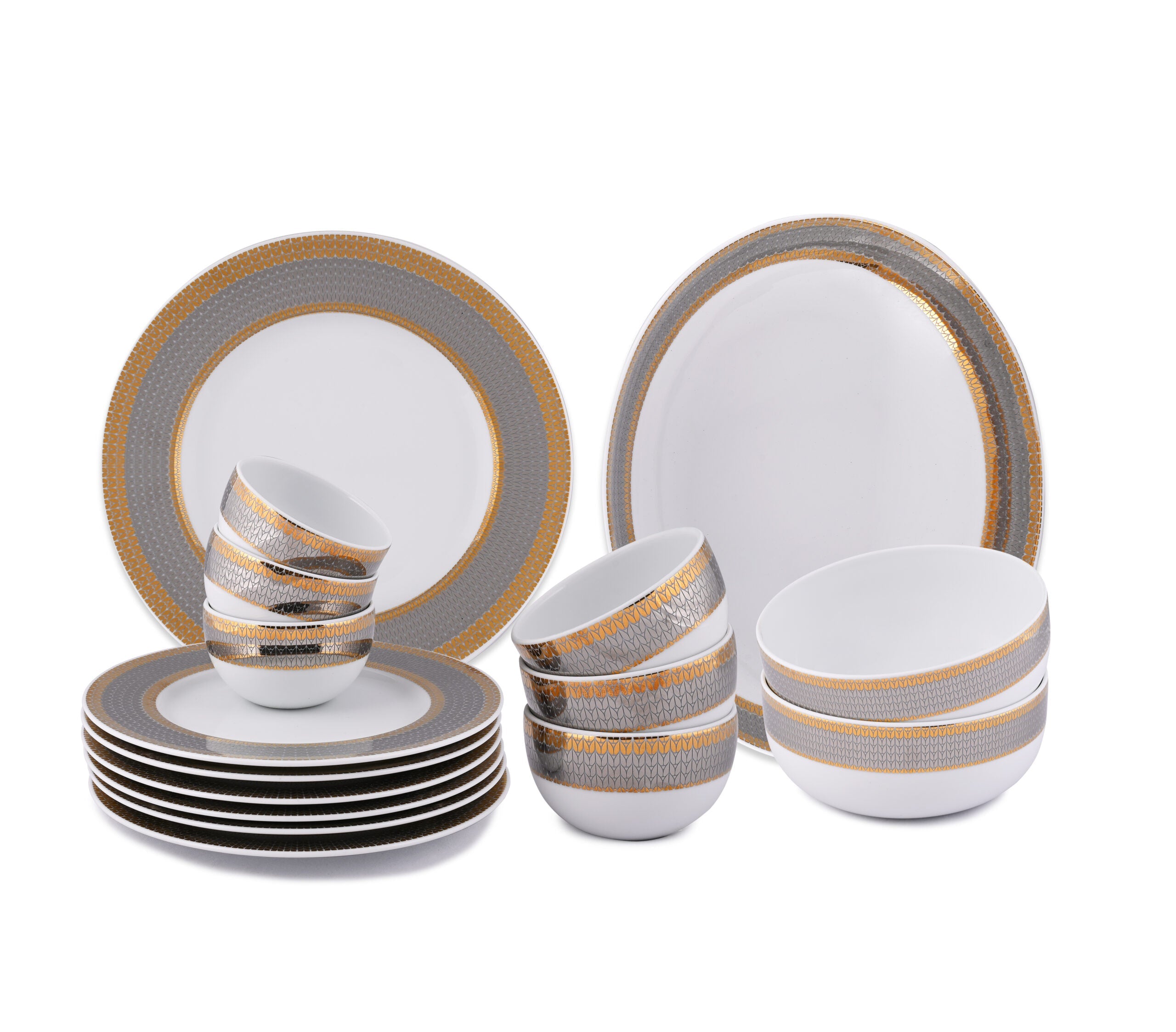 Azure By Dankotuwa Welkin 21-Piece Porcelain Dinner Set - Gold Lining