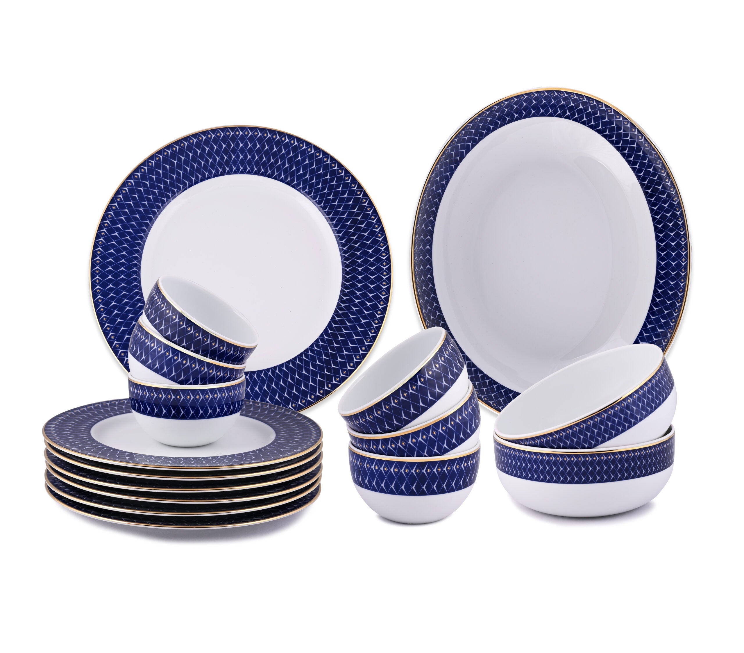 Azure By Dankotuwa Ocean Flore 21-Piece Porcelain Dinner Set - Gold Lining