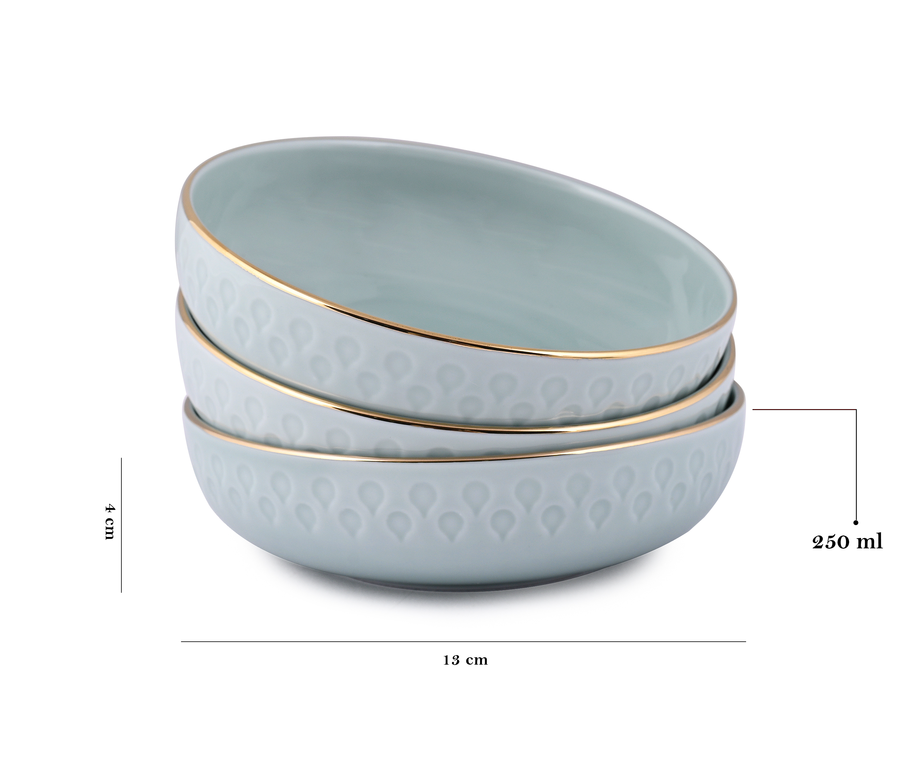 Azure By Dankotuwa Water Drop Green 21-Piece Porcelain Dinner Set - Gold Lining