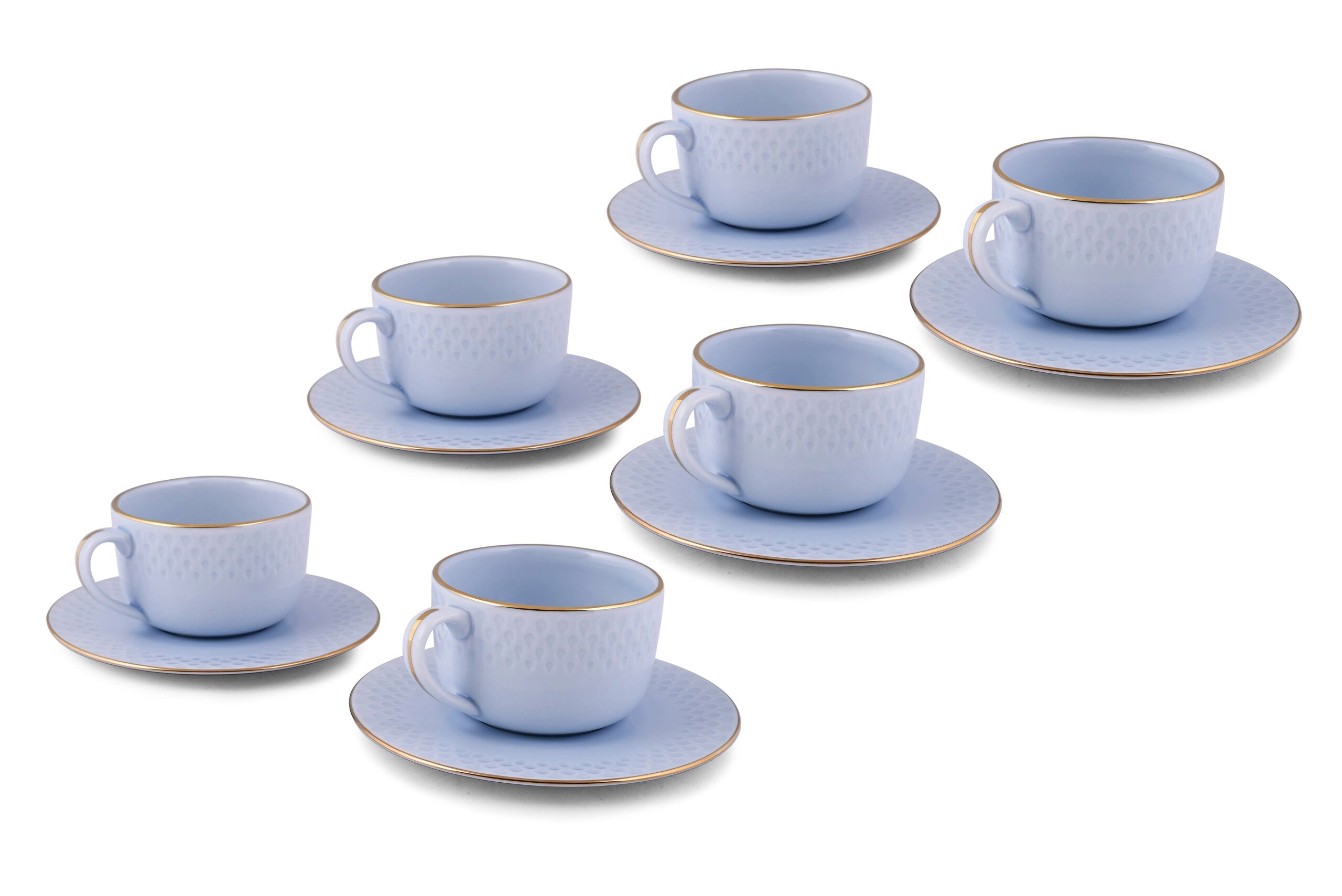 Azure by Dankotuwa Water Drop Blue – 12 Piece Gold Lining Tea Set