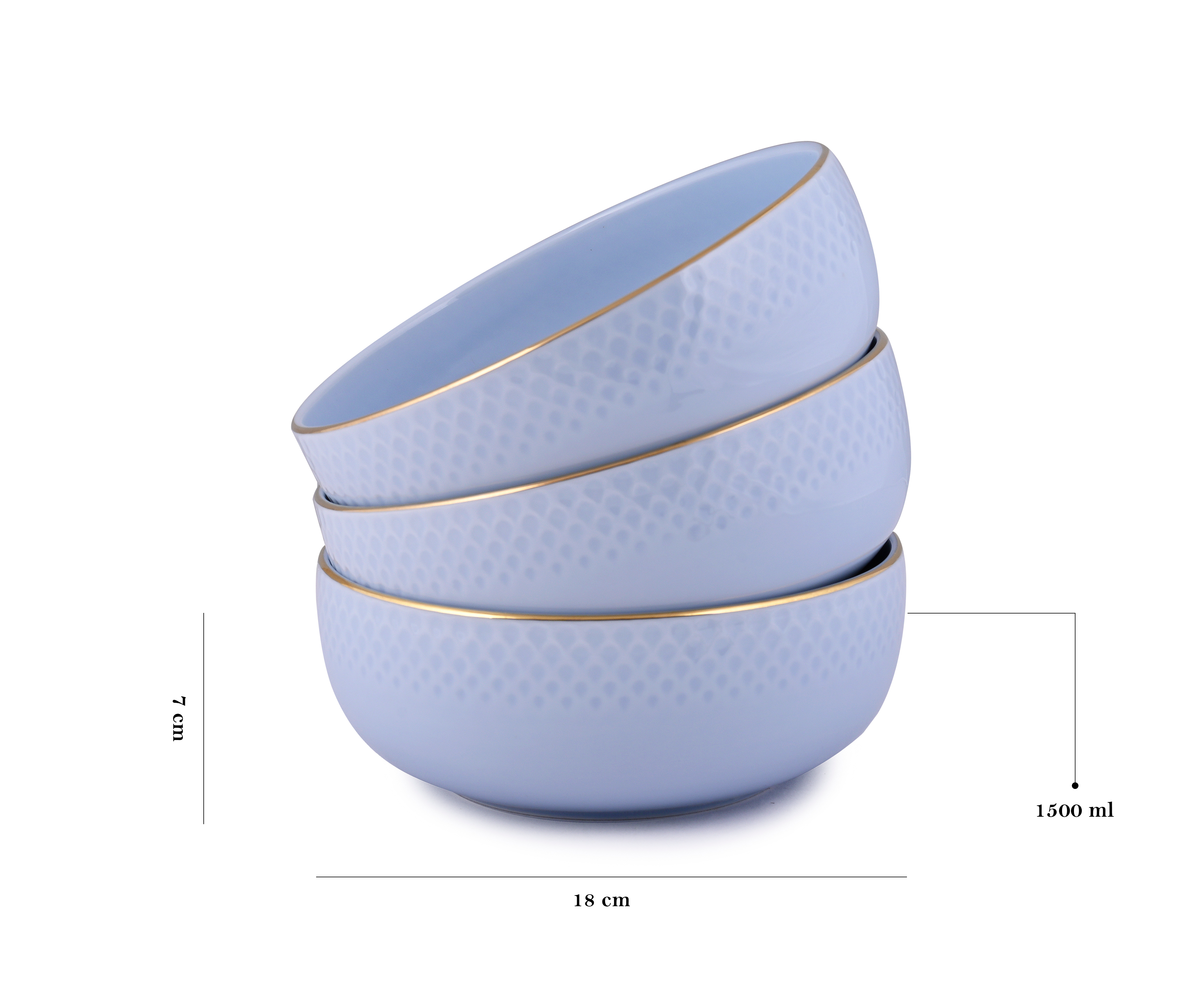 Azure By Dankotuwa Water Drop Blue 21-Piece Porcelain Dinner Set - Gold Lining