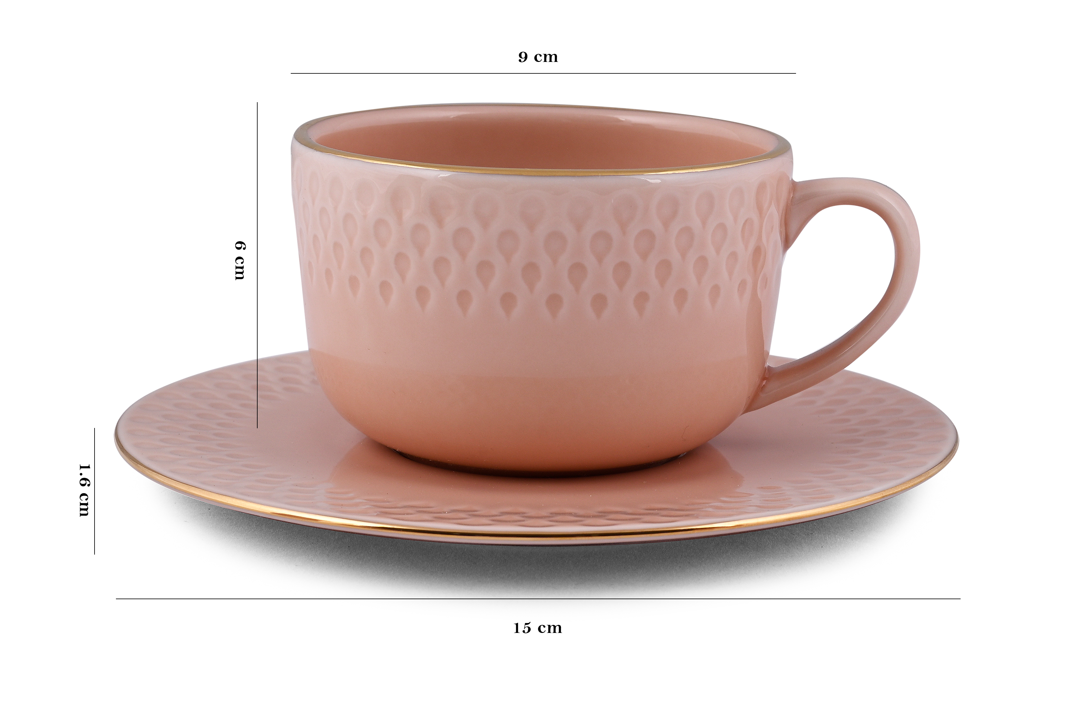 Azure by Dankotuwa Water Drop Pink – 12 Piece Gold Lining Tea Set