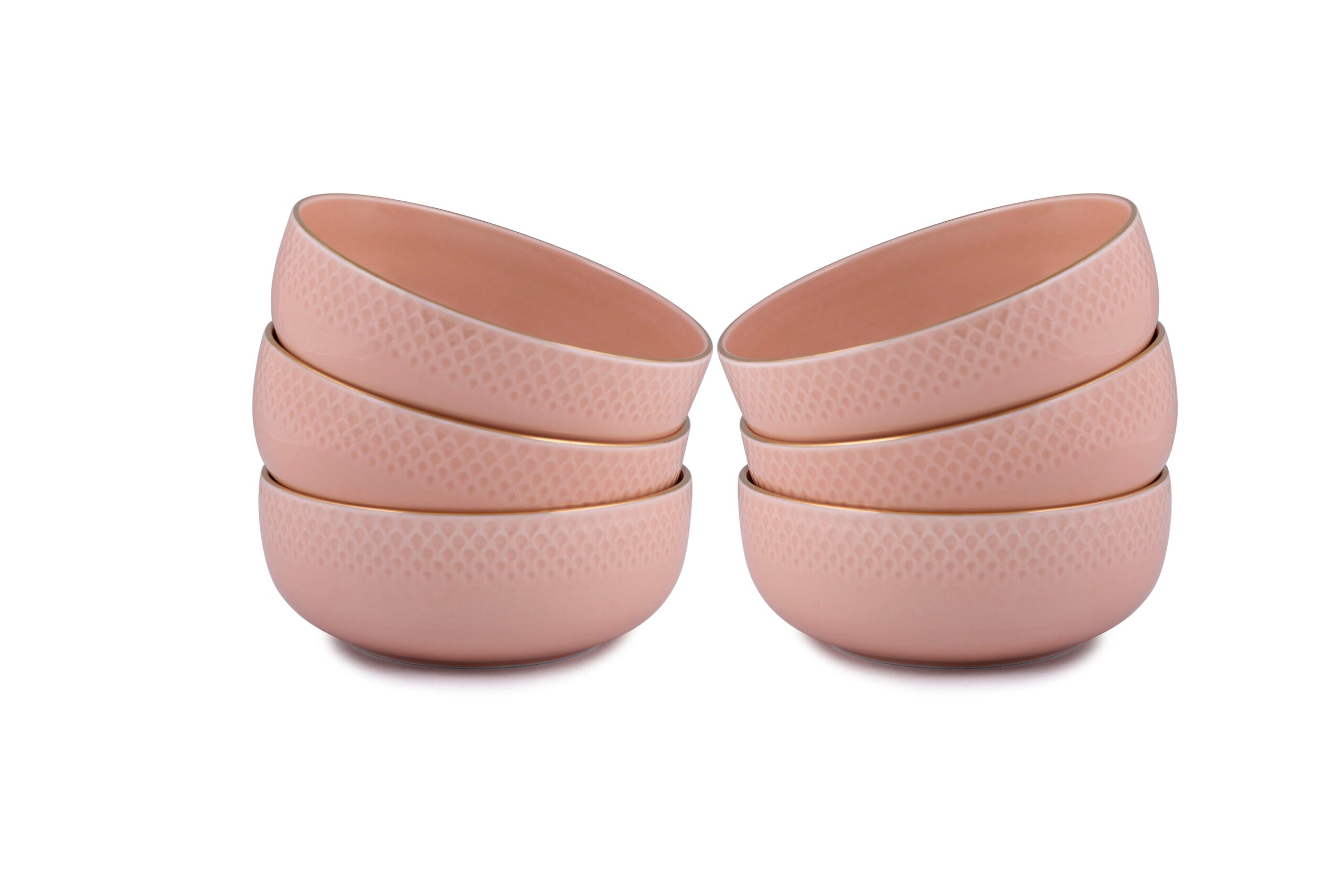 Azure By Dankotuwa Water Drop Pink 21-Piece Porcelain Dinner Set - Gold Lining