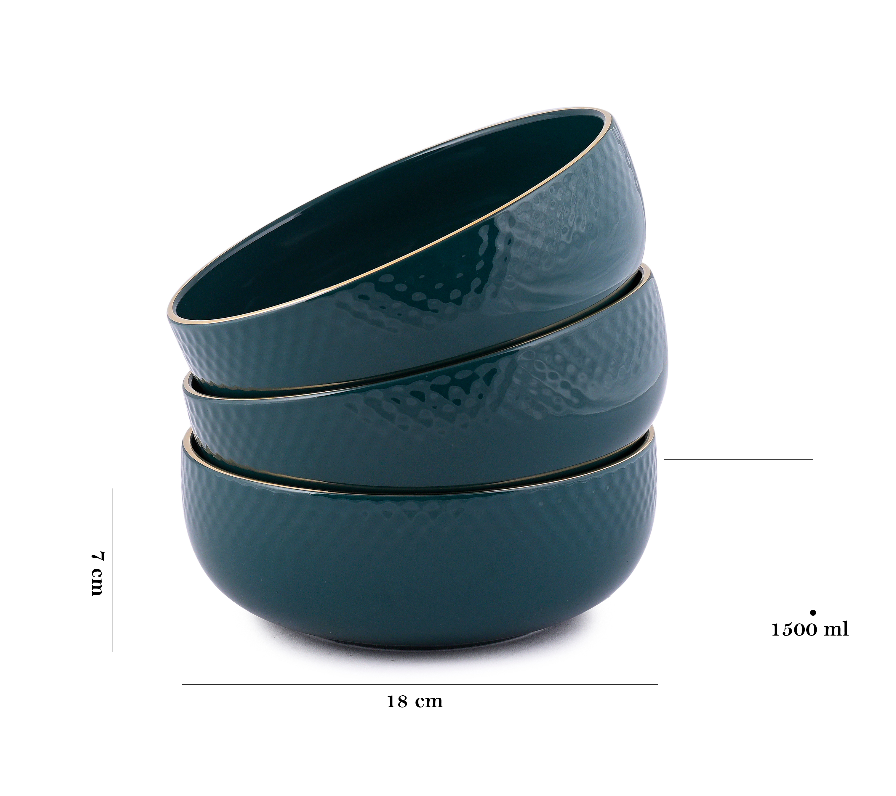 Azure By Dankotuwa Water Drop Dark Green 21-Piece Porcelain Dinner Set - Gold Lining