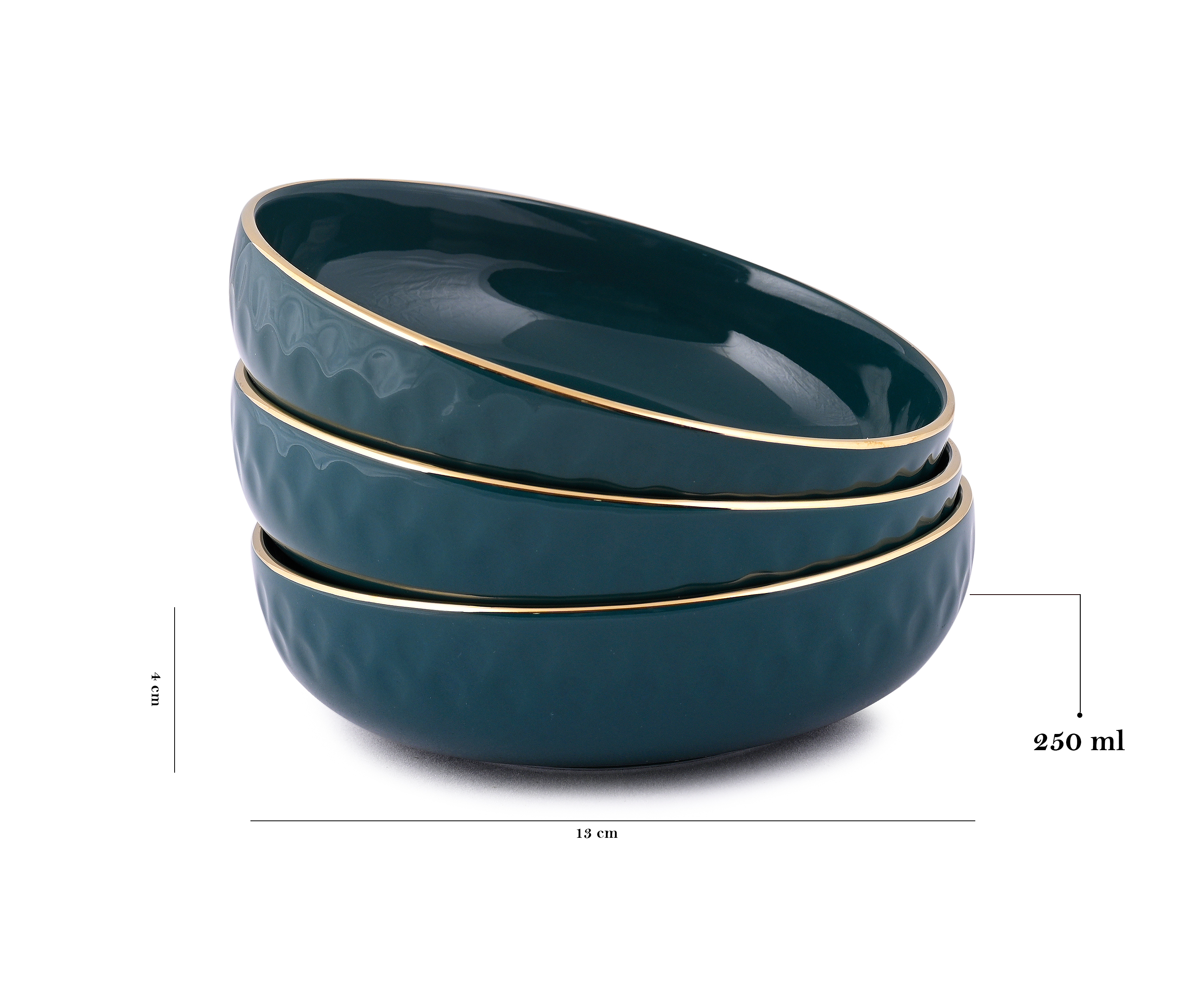 Azure By Dankotuwa Water Drop Dark Green 21-Piece Porcelain Dinner Set - Gold Lining