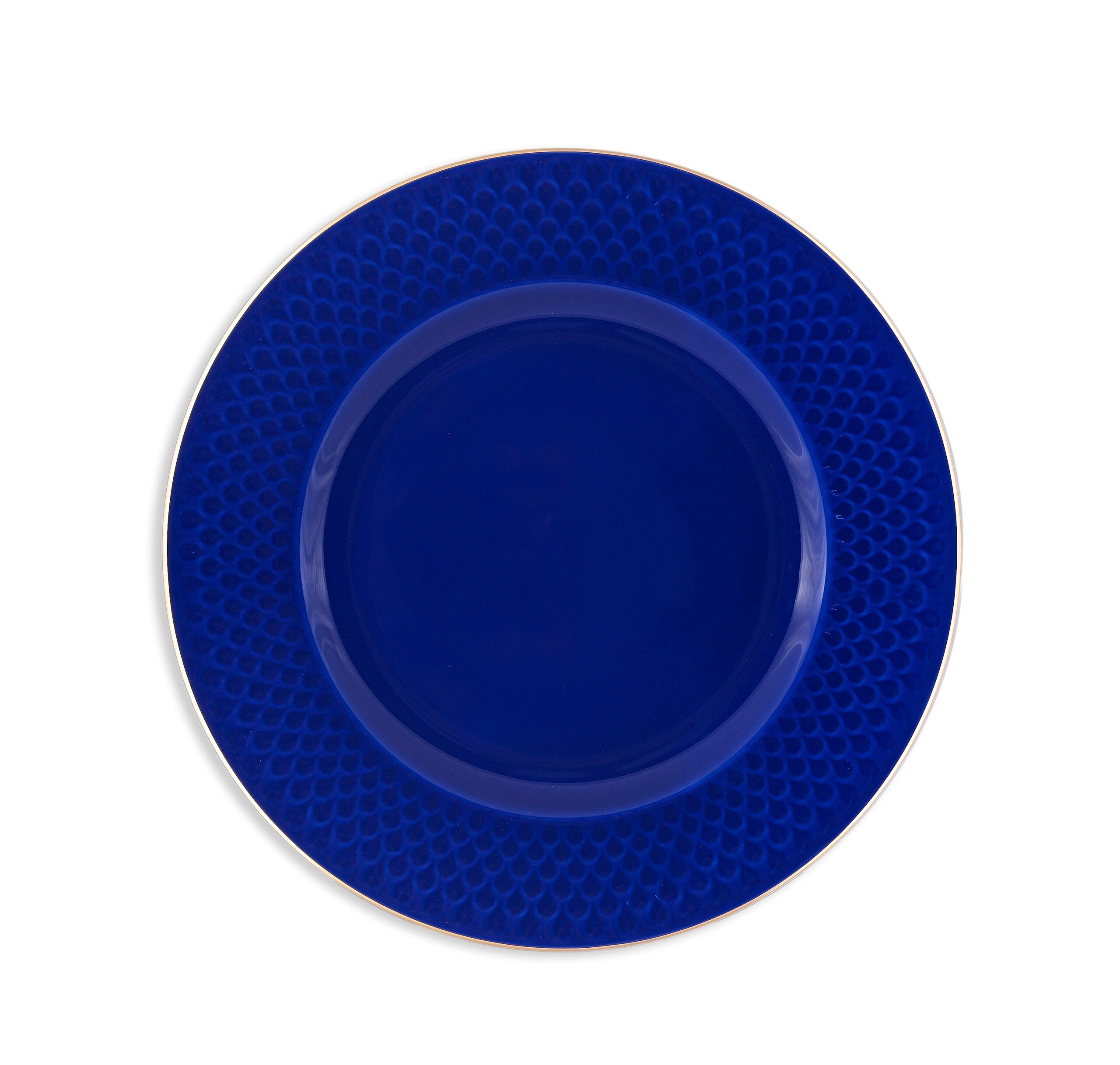 Dankotuwa Glazed 6-Piece Water Drop Dark Blue Snack Gift Set with Gold Lining
