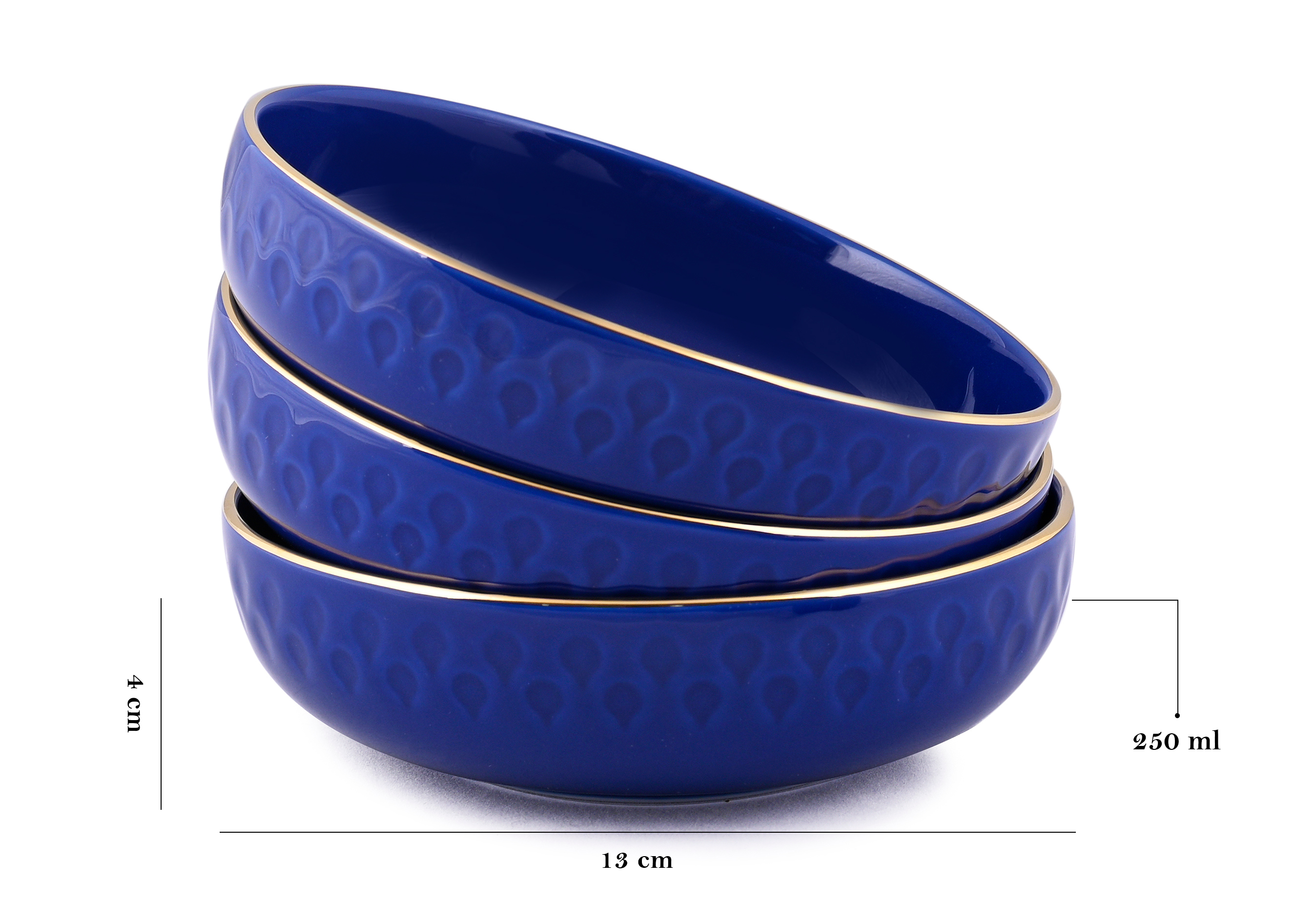 Azure By Dankotuwa Water Drop Dark Blue 21-Piece Porcelain Dinner Set - Gold Lining