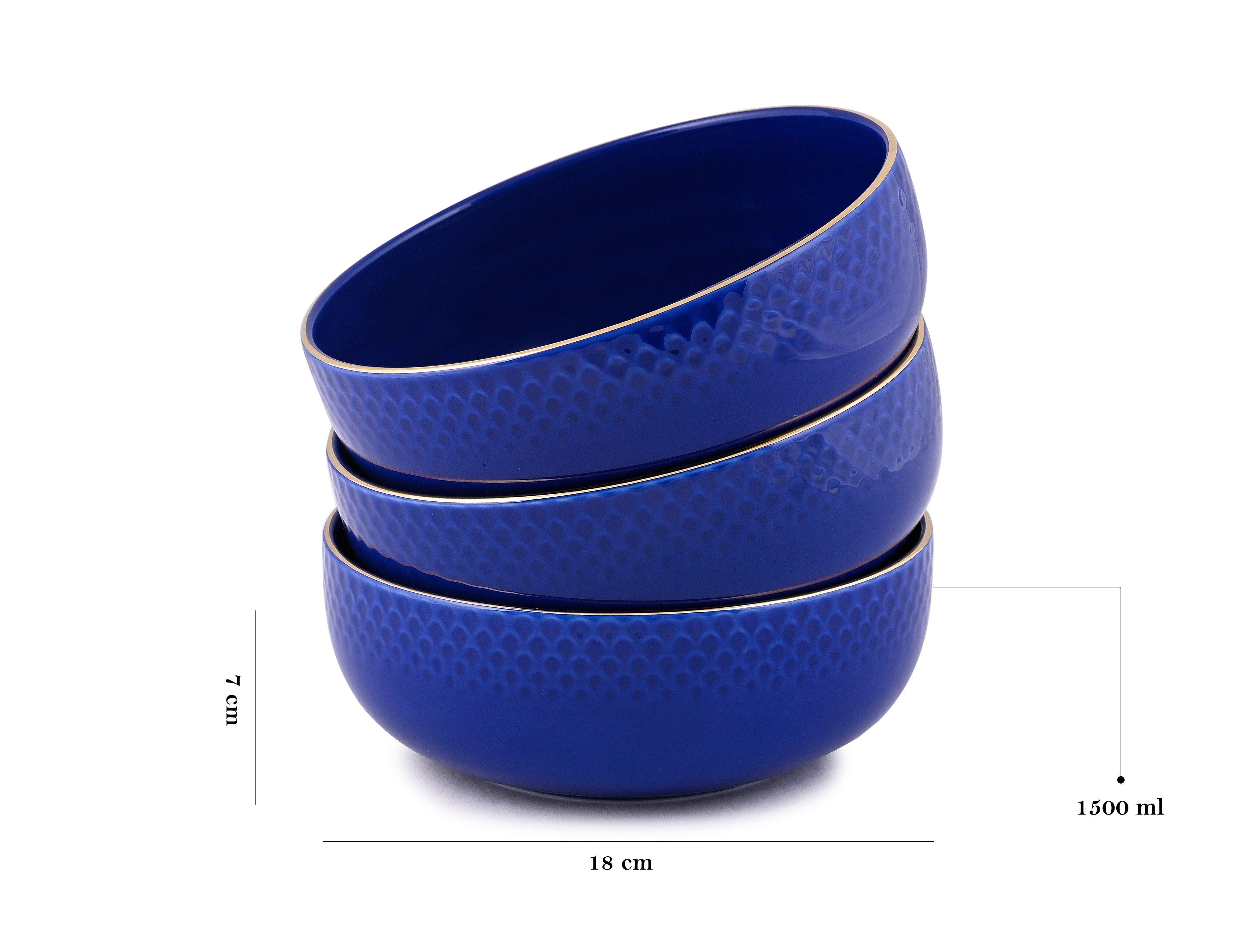 Azure By Dankotuwa Water Drop Dark Blue 21-Piece Porcelain Dinner Set - Gold Lining