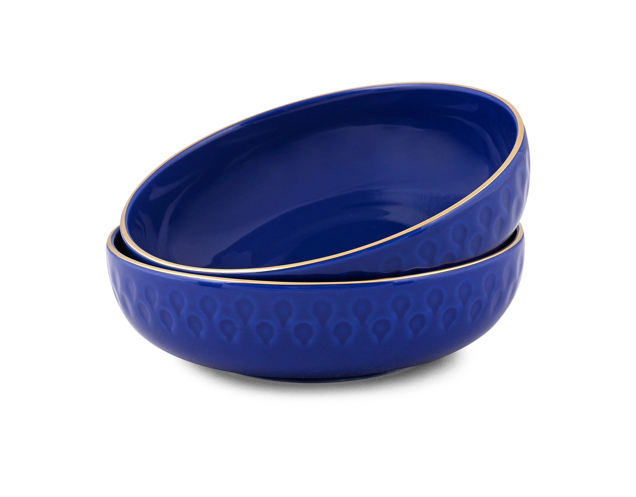 Azure by Dankotuwa Water Drop Dark Blue – Set of 4 Gold Lining Snack Set