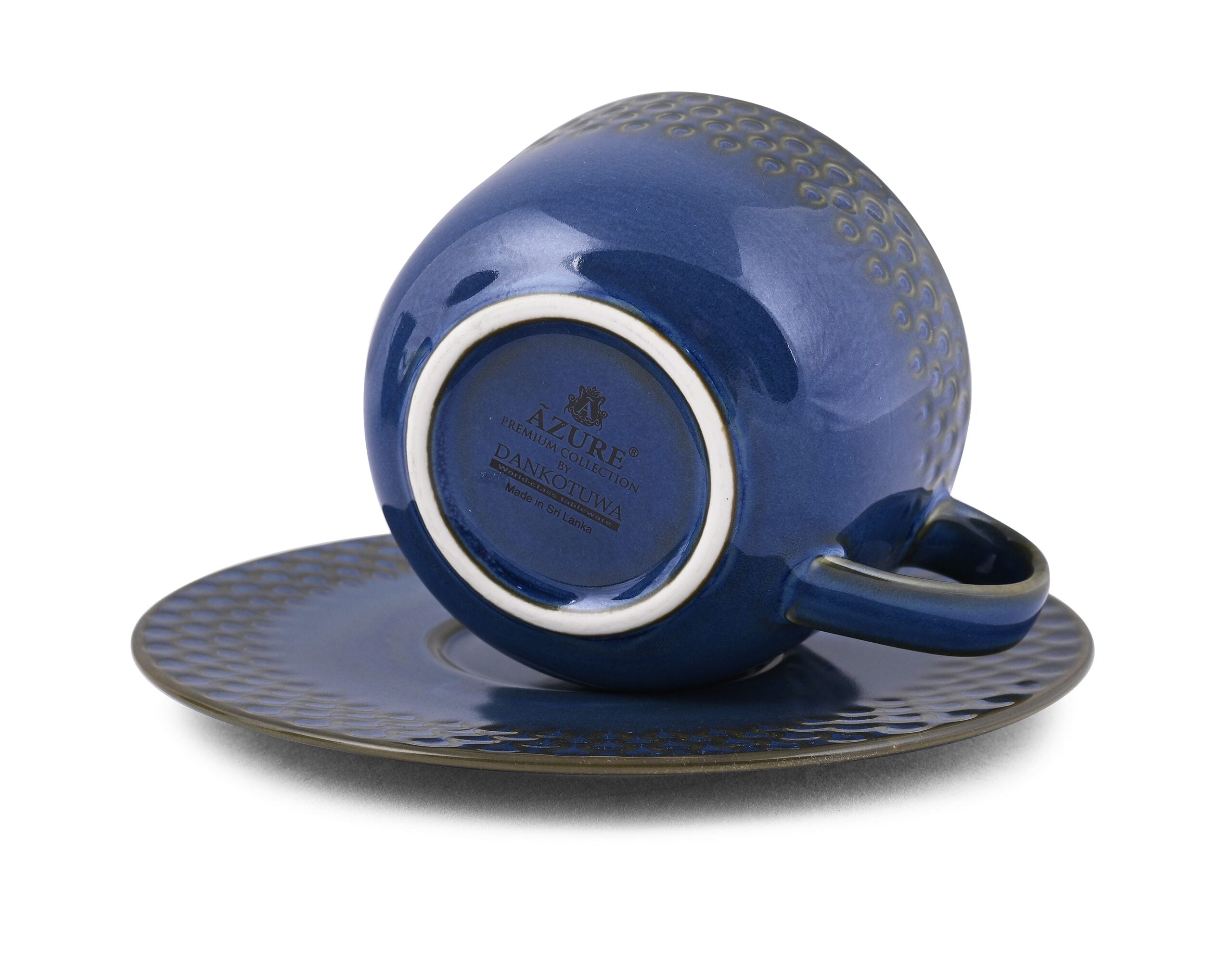 Dankotuwa Water Drop Reactive Blue Cup and Saucer Set (12pc) - Formal Dining