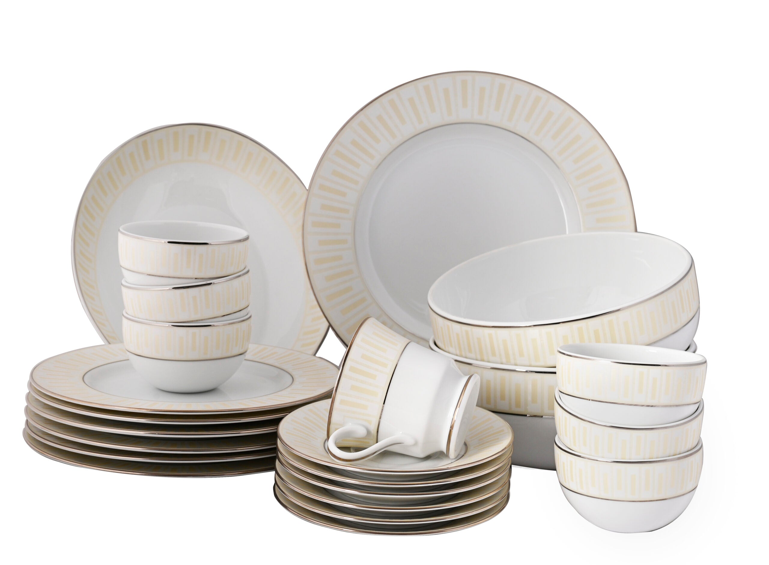 Azure By Dankotuwa Balad 21-Piece Porcelain Dinner Set - Gold Lining