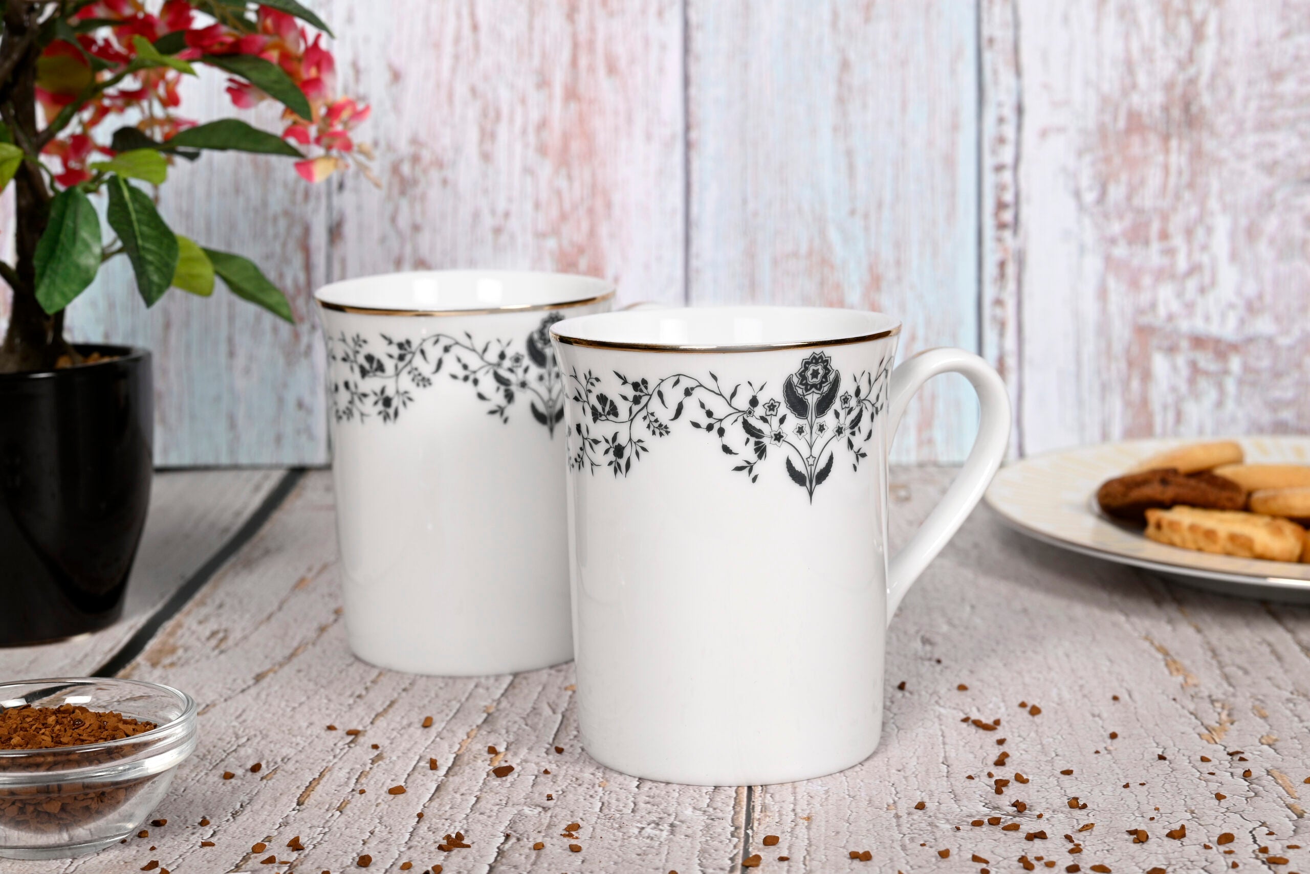 Azure by Dankotuwa Flouer – Set of 2 Gold Lining Mug Set