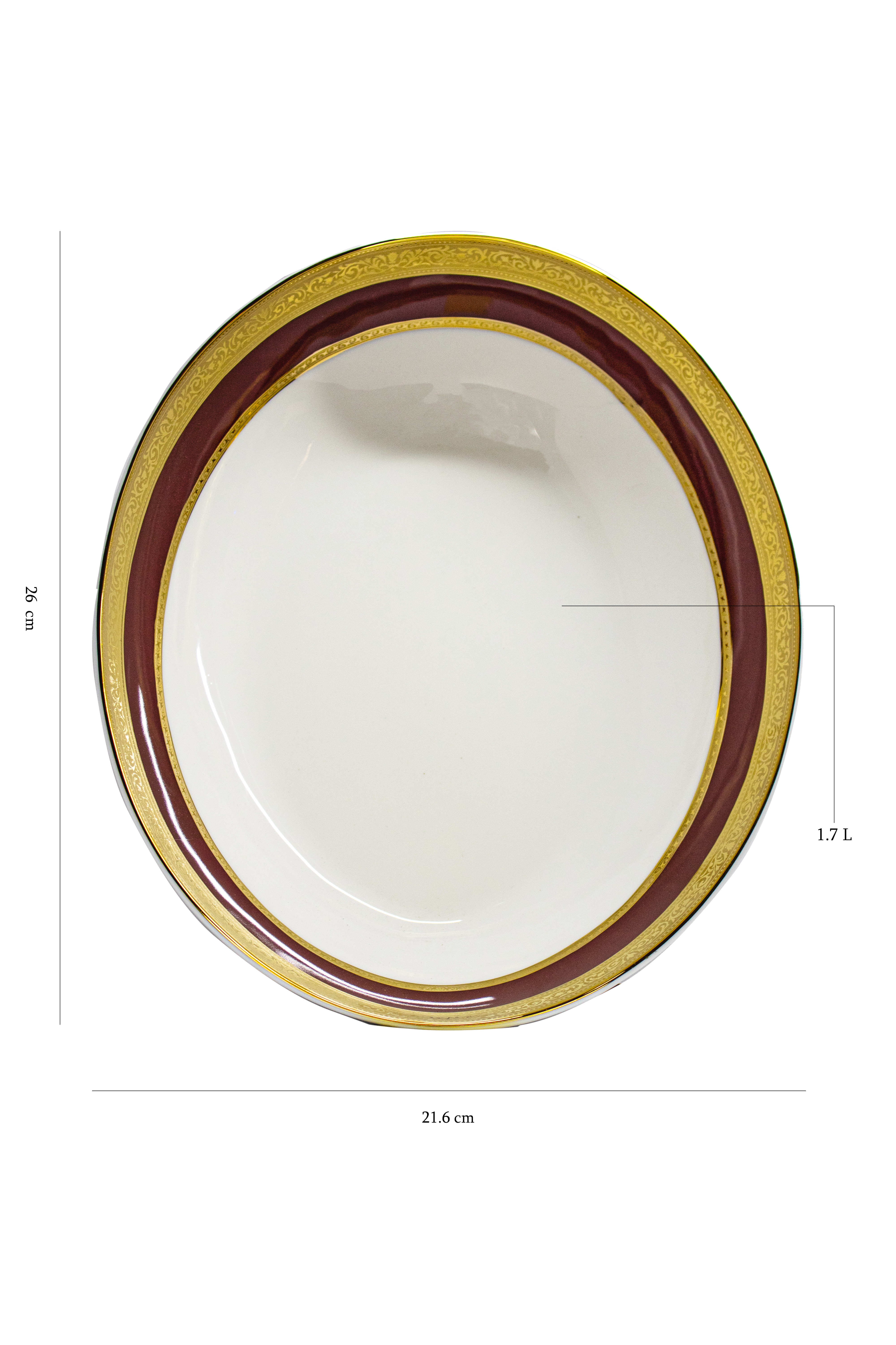 Azure By Dankotuwa Wine Laurel Red 21-Piece Porcelain Dinner Set - Gold Lining