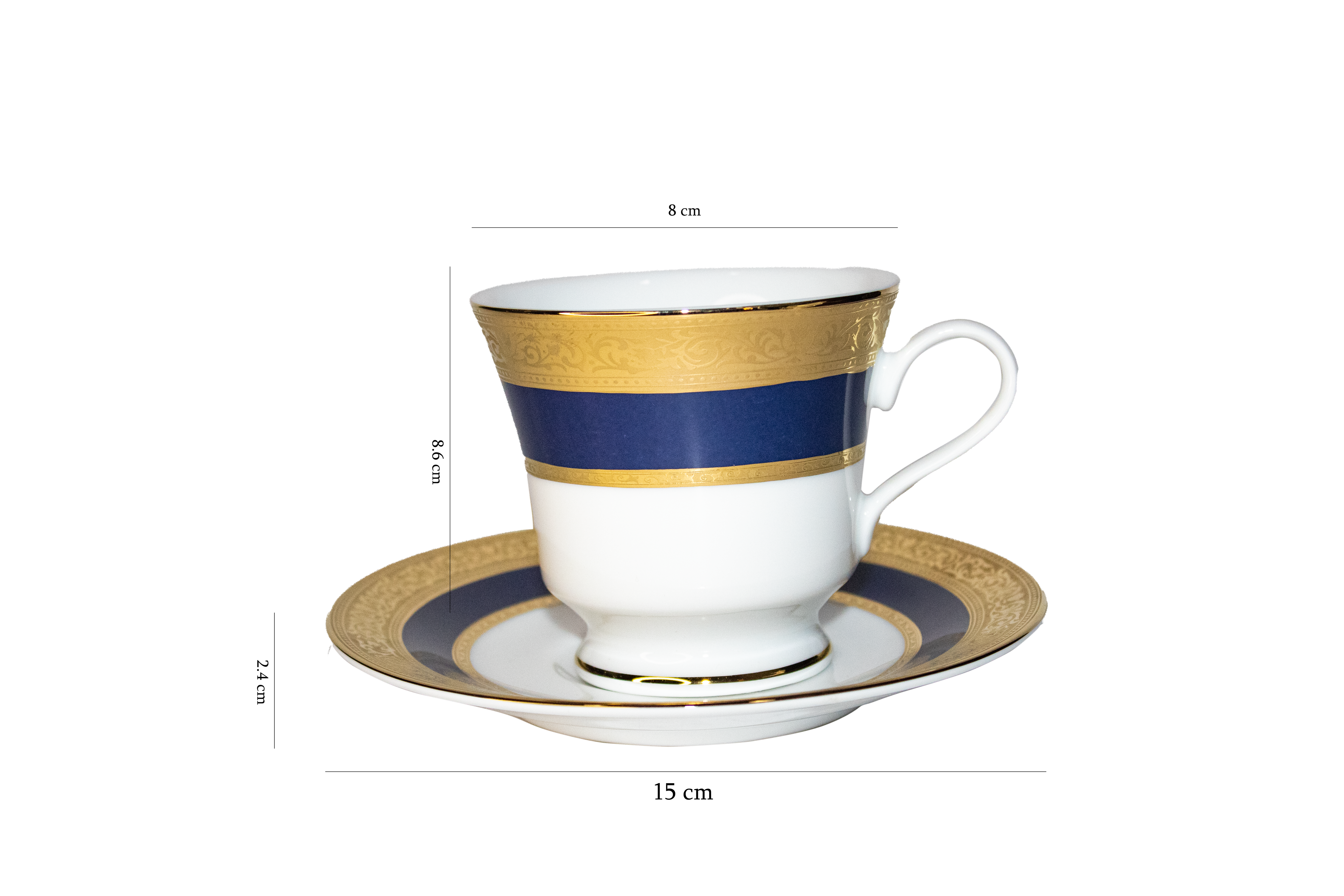 Azure by Dankotuwa Sapphire Laurel Blue – 12 Piece Gold Lining Tea Set