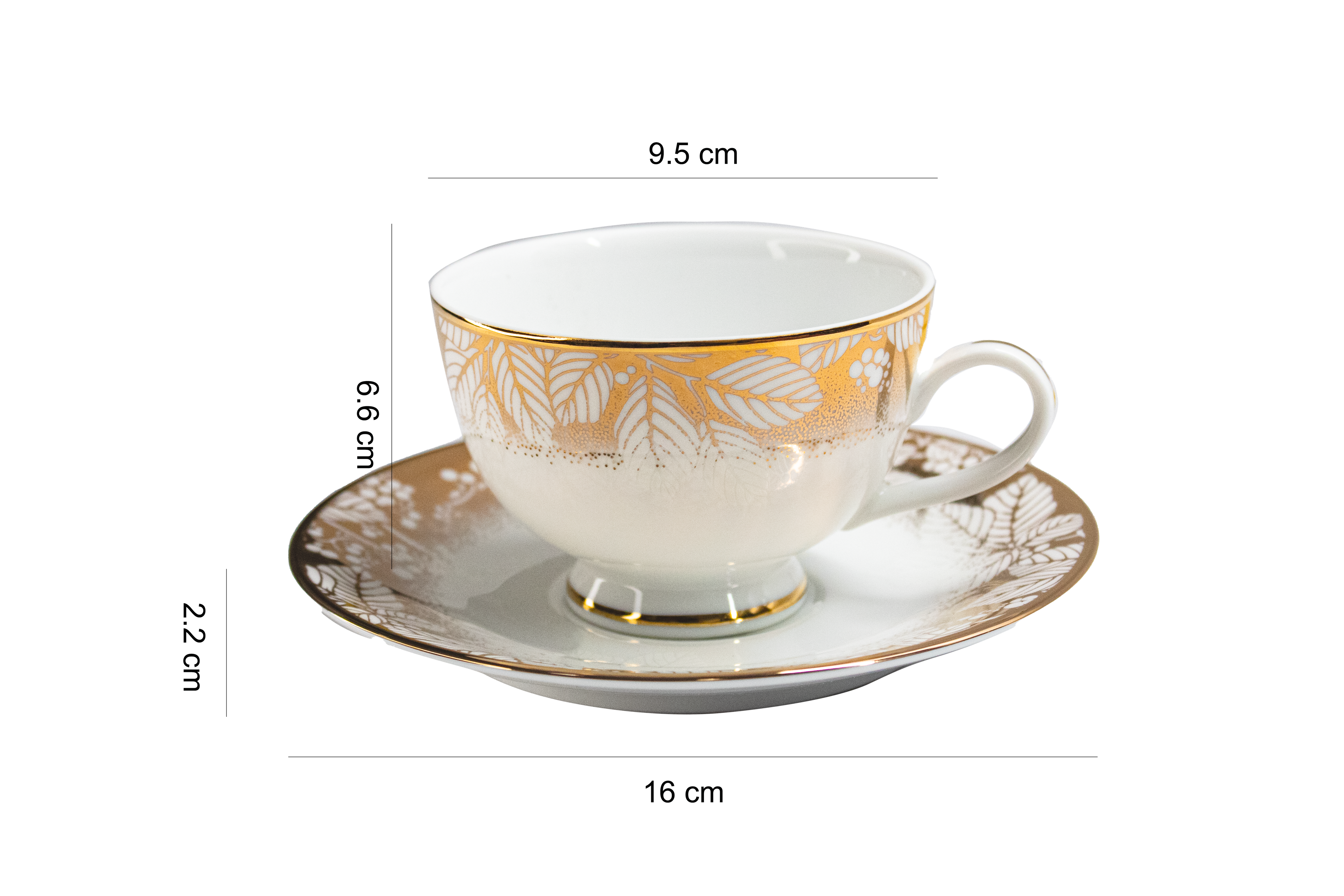 Azure by Dankotuwa Clittering Leaves – 12 Piece Gold Lining Tea Set