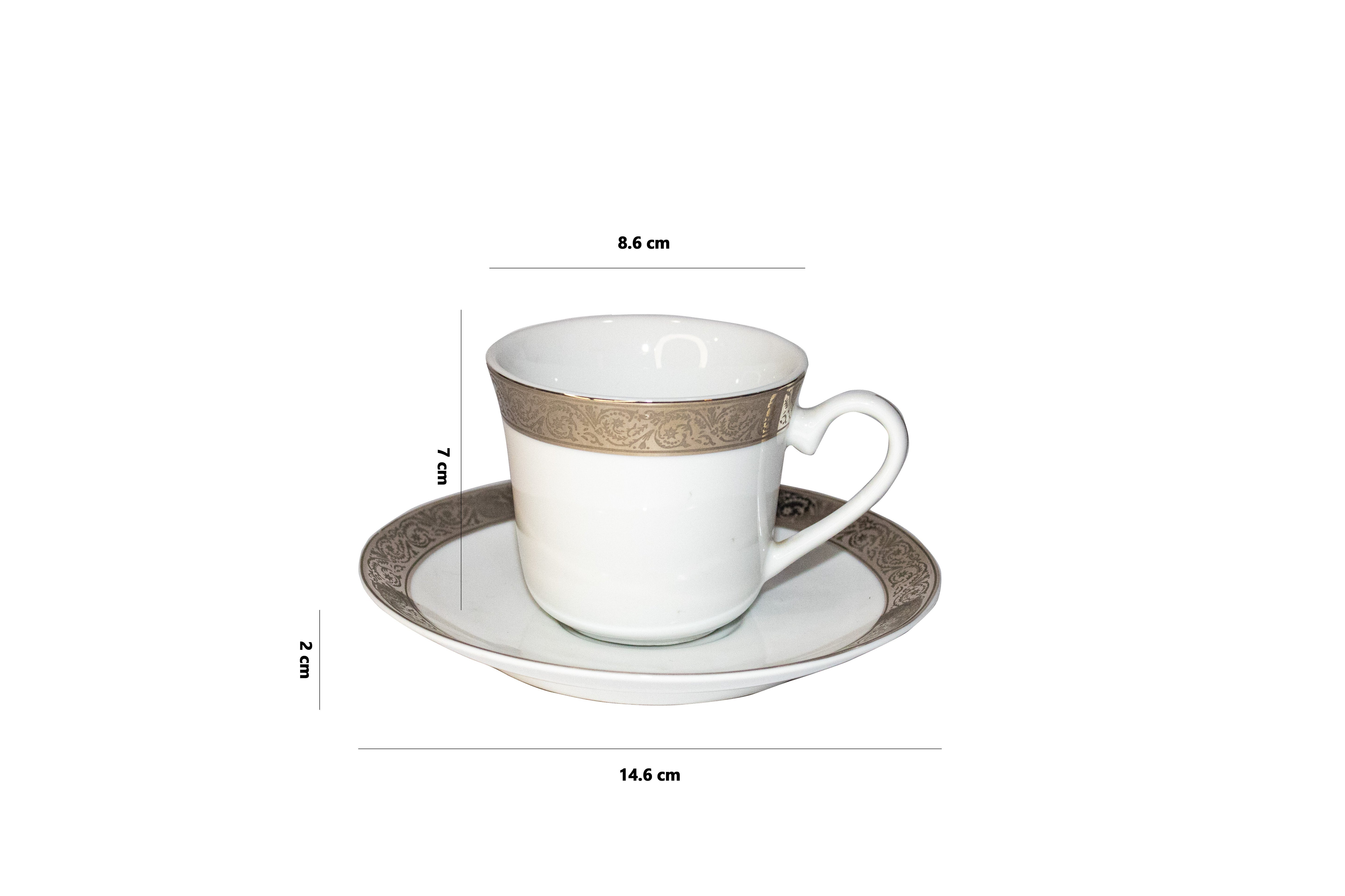 Dankotuwa 12-Piece Platinum-Lined Cup & Saucer Set – Premium Porcelain (Design 20101 PL)