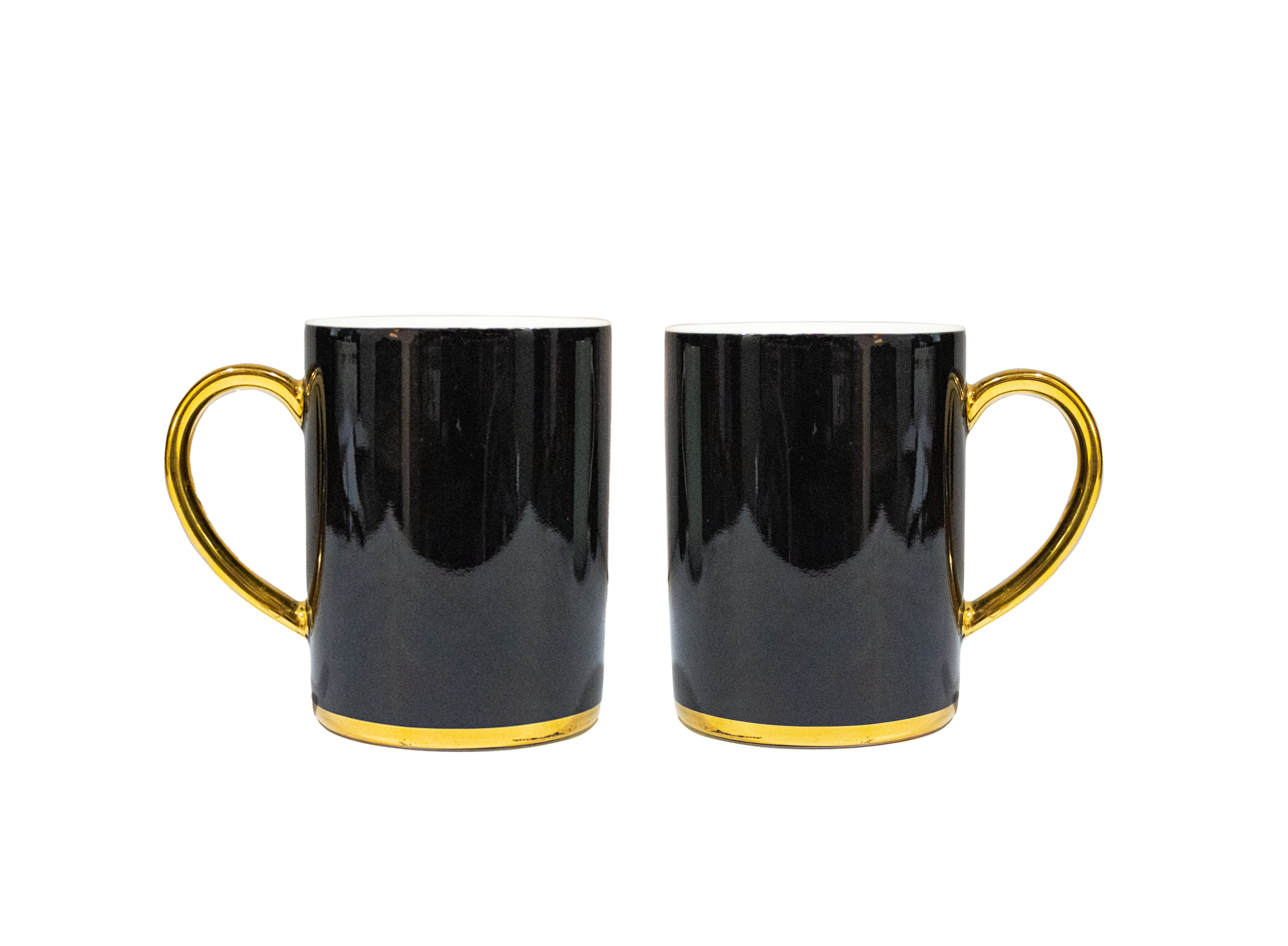 Azure by Dankotuwa Black & White With Gold Handle – Set of 2 Gold Lining Mug Set