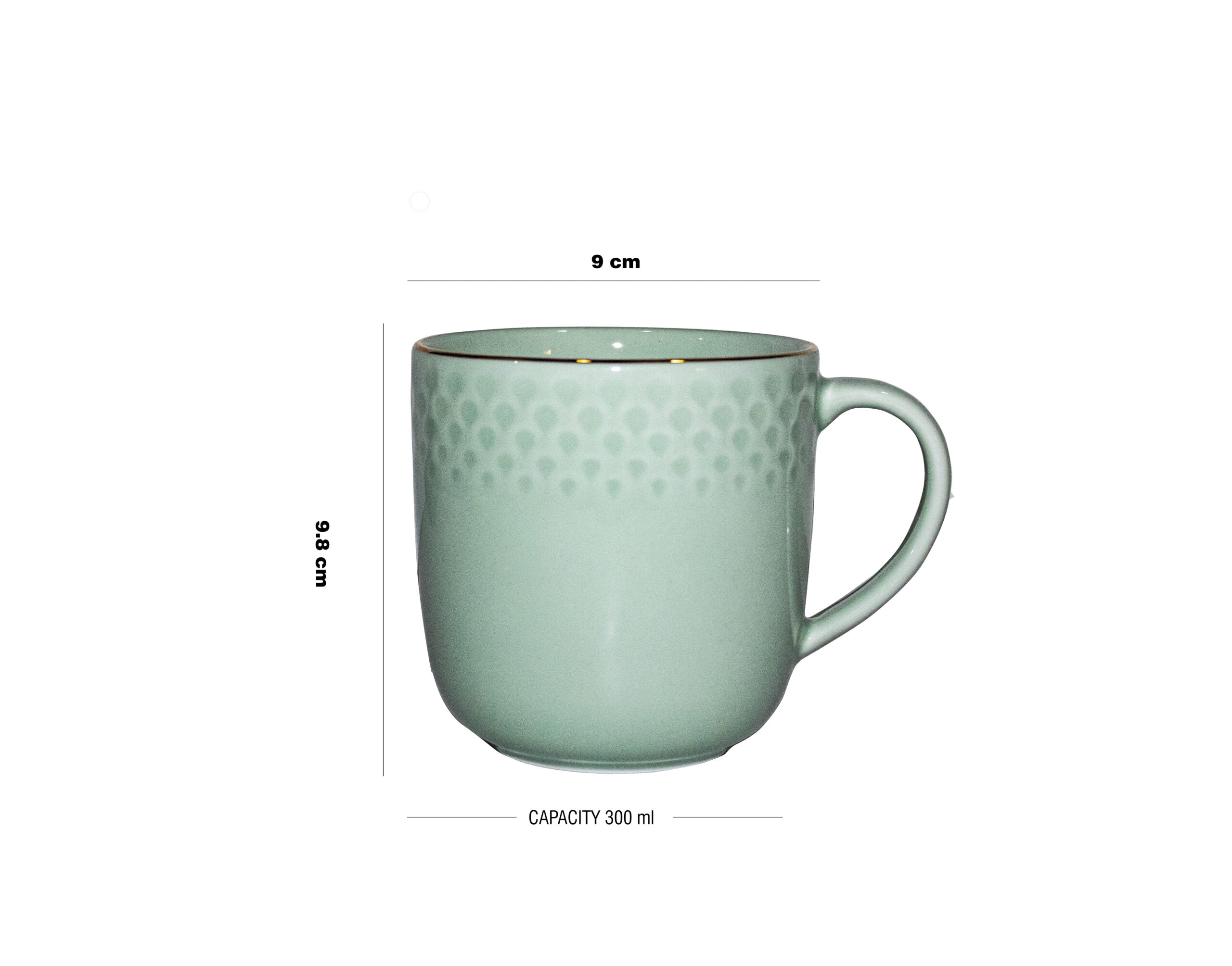 Azure by Dankotuwa Water Drop Green – Set of 2 Gold Lining Mug Set