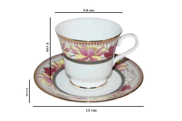 Azure by Dankotuwa Nymphaea – 12 Piece Gold Lining Tea Set