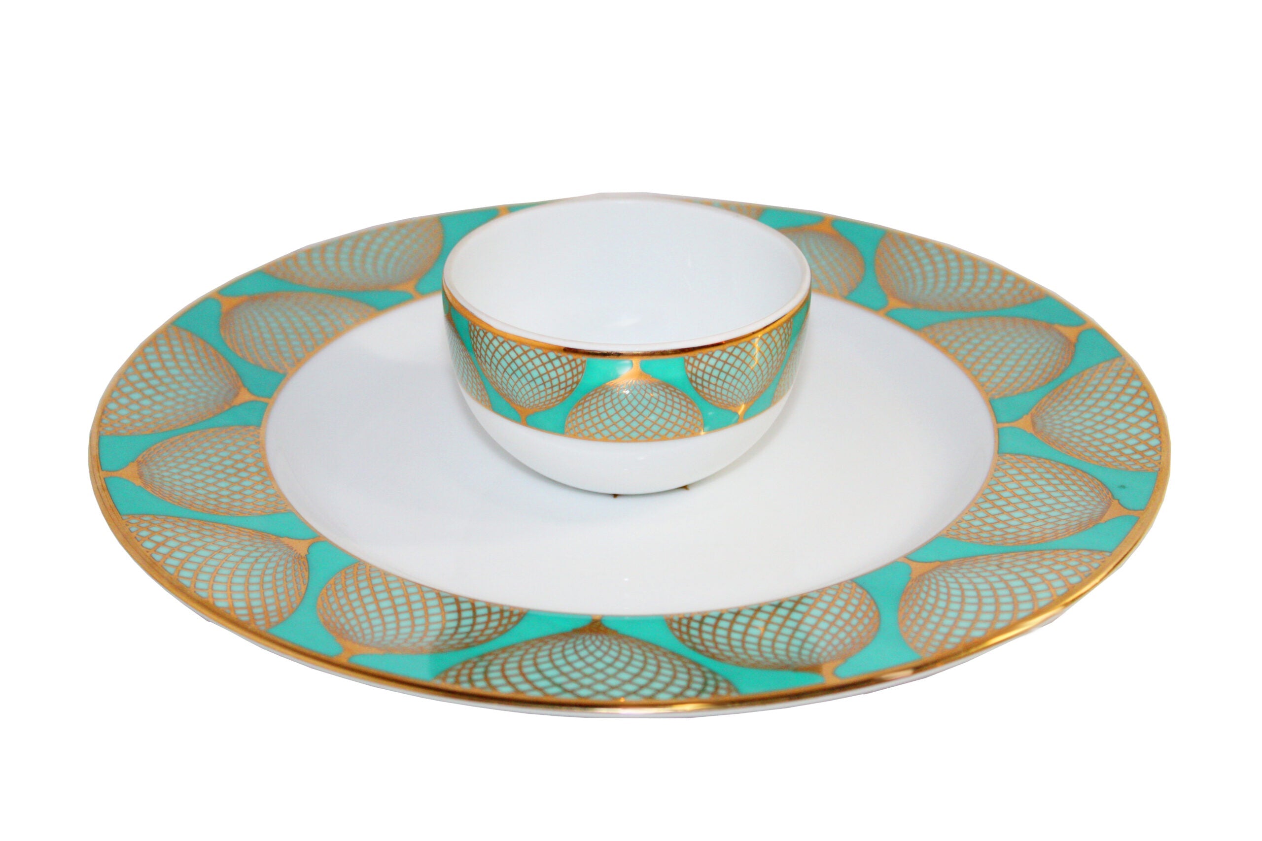 Azure By Dankotuwa Neon Tepal 21-Piece Porcelain Dinner Set - Gold Lining