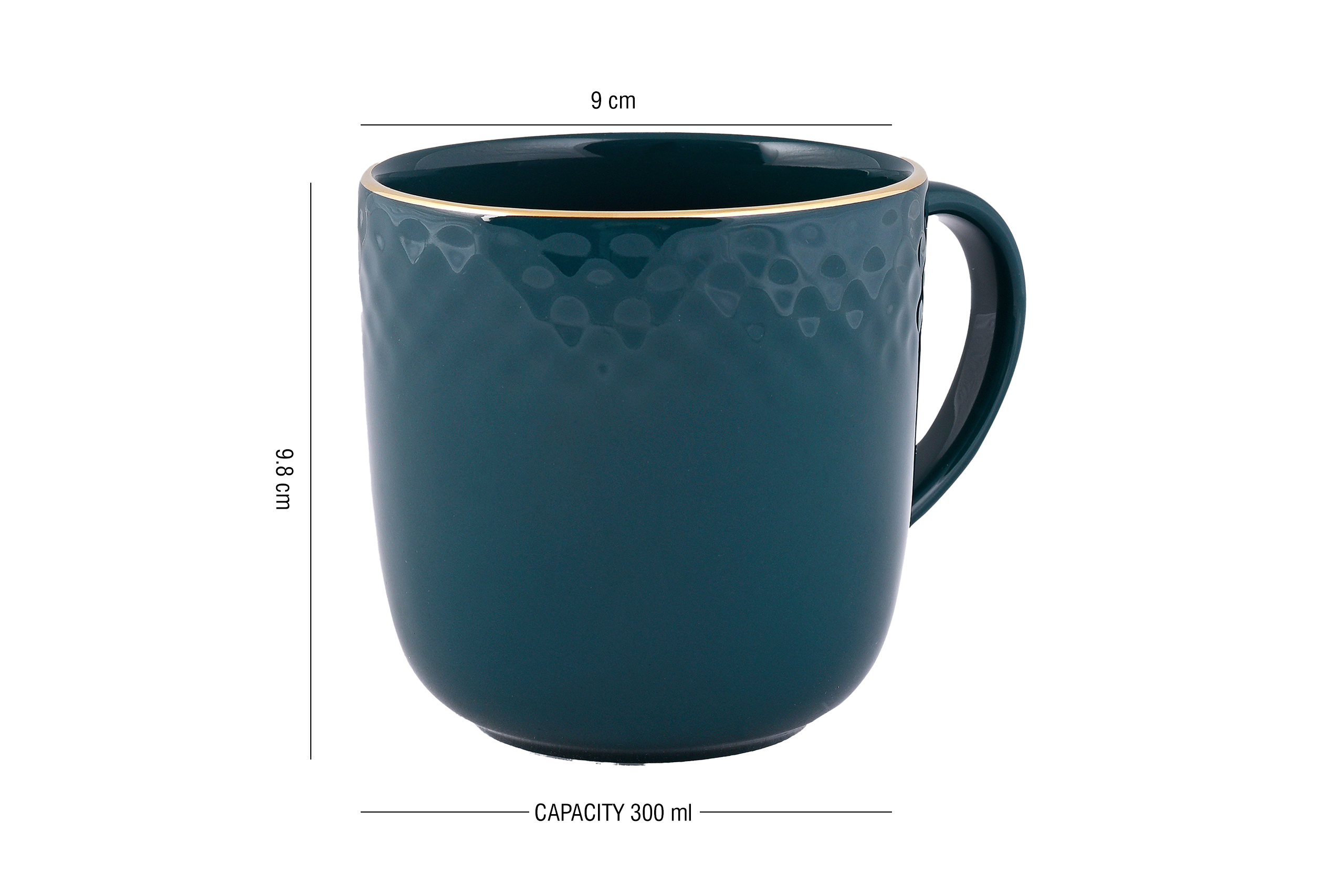 Azure by Dankotuwa Water Drop Dark Green – Set of 2 Gold Lining Mug Set