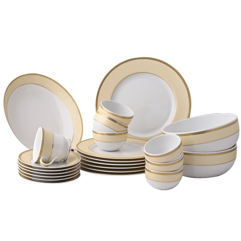 Azure By Dankotuwa Pandora Hot 21-Piece Porcelain Dinner Set - Gold Lining
