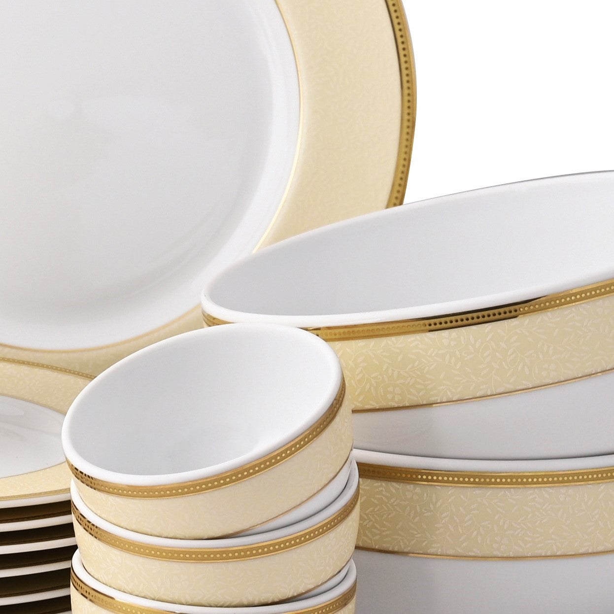 Azure By Dankotuwa Pandora Hot 21-Piece Porcelain Dinner Set - Gold Lining