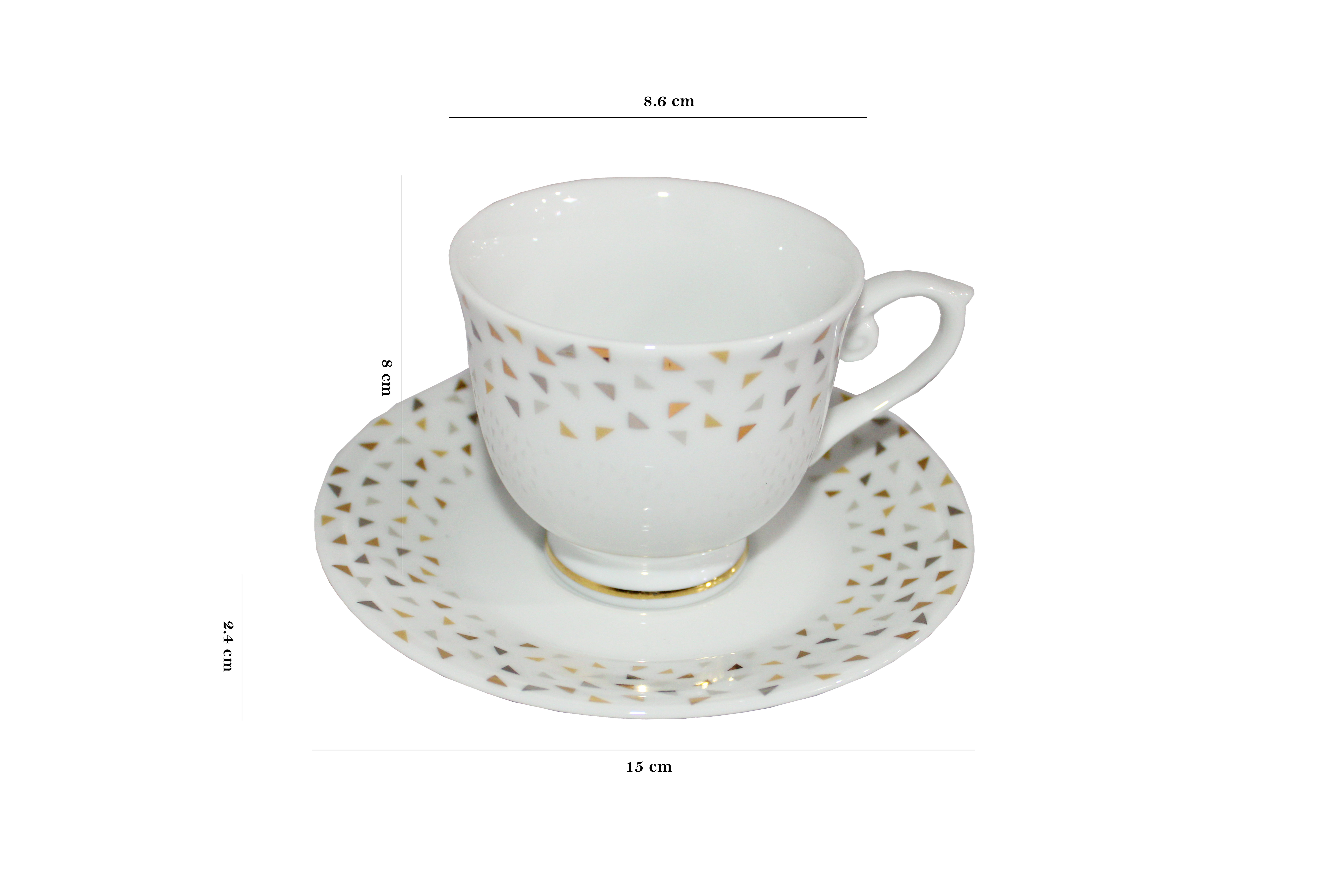 Azure by Dankotuwa Trangle Gold – 12 Piece Gold Lining Tea Set