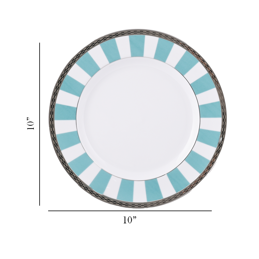 Azure By Dankotuwa Teal Matiz Green 21-Piece Porcelain Dinner Set - Platinum Lining