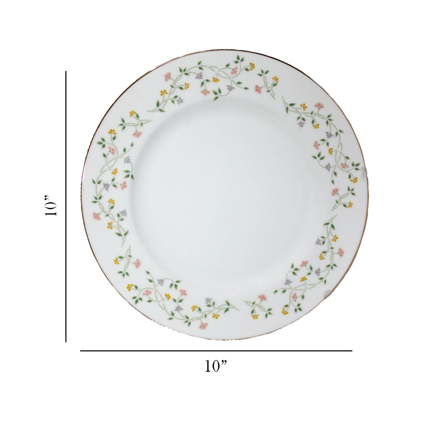Azure By Dankotuwa Floral Vines 21-Piece Porcelain Dinner Set - Gold Lining
