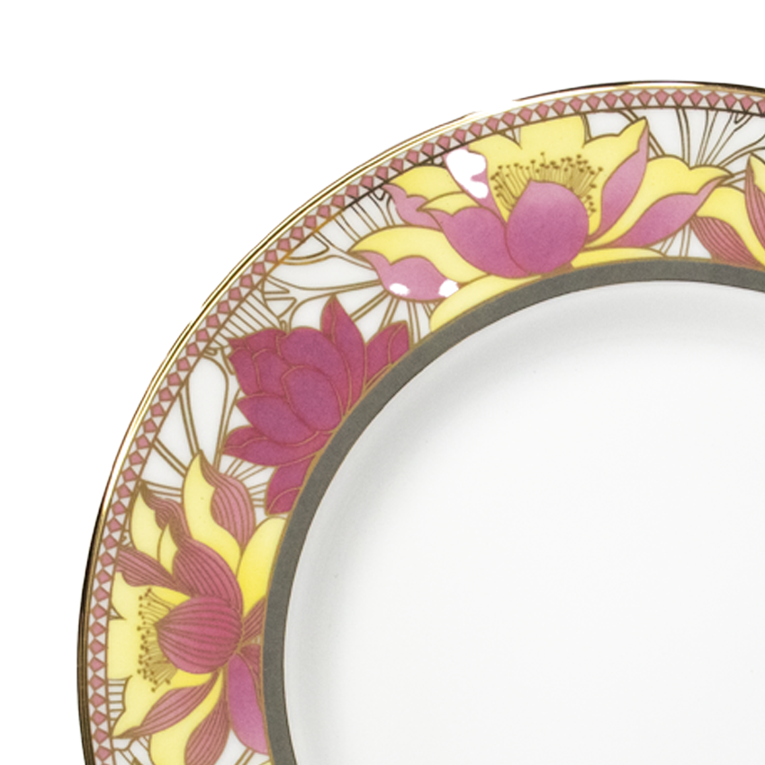 Azure By Dankotuwa Nymphaea 21-Piece Porcelain Dinner Set - Gold Lining